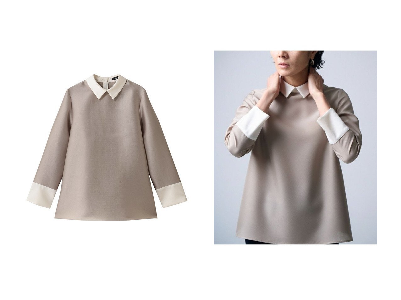 【M Fil/エムフィル】のシルキーWクロス バイカラーブラウス おすすめ!トレンド、レディースファッションの通販 おすすめ人気トレンドファッション通販アイテム インテリア・キッズ・メンズ・レディースファッション・服の通販 founy(ファニー)  ファッション Fashion レディースファッション Fashion for Women トップス・カットソー Cut & Sew Tops シャツ・ブラウス・オフィスカジュアル Elegant Blouses & Button-Ups おすすめ Recommended / Our Picks スリーブ Sleeve, Long Sleeve / Short Sleeve ダブル Double, Double-Breasted マニッシュ Mannish, Boyish ロング Long, Long-Length 新作・新入荷 New Arrivals / New In 軽量 Lightweight, Ultra Light ブラック系 Black ベージュ系 Beige |ID:crp329100000224861