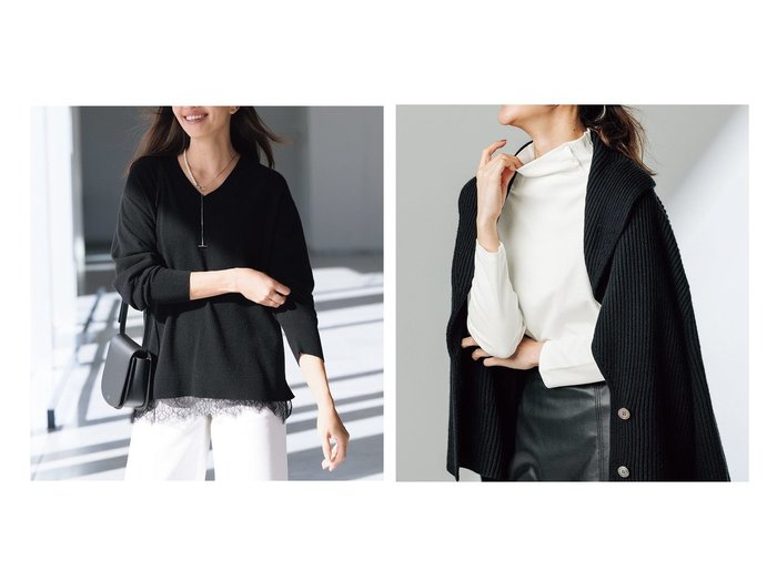 【DoCLASSE/ドゥクラッセ】のカシミヤ混・裾レースVネックニット&超長綿・サイドボタンハイネック 40代、50代の方におすすめ!トレンド、レディースファッションの通販 おすすめ人気トレンドファッション通販アイテム 人気、トレンドファッション・服の通販 founy(ファニー) ファッション Fashion レディースファッション Fashion for Women トップス・カットソー Cut & Sew Tops ニット Knit Tops & Sweaters Vネックトップス V-Neck Tops / V-Cut Neckline Shirts シャツ・ブラウス・オフィスカジュアル Elegant Blouses & Button-Ups ロングTシャツ・Tシャツ Longline T-Shirts & Tees カットソー・ベーシックTシャツ Cut-and-Sewn Tops / Stretch Tees & Basics 新作・新入荷 New Arrivals / New In なめらか Smooth, Silky Texture スカラップ Scallop, Scalloped Edge セーター Sweater, Knitwear デニム Denim, Jeans Material レース Lace, Lace Fabric カットソー Cut and Sewn Top ハイネック High Neck, Mock Neck |ID:crp329100000224872
