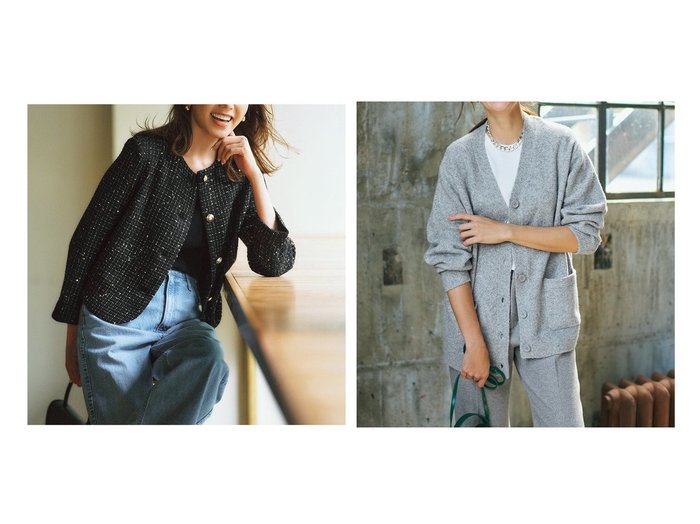 【DoCLASSE/ドゥクラッセ】のツイーディジャカード・異素材コンビジャケット&ウール混タム・Vネックカーディガン 40代、50代の方におすすめ!トレンド、レディースファッションの通販 おすすめ人気トレンドファッション通販アイテム 人気、トレンドファッション・服の通販 founy(ファニー) ファッション Fashion レディースファッション Fashion for Women アウター Coat / Outerwear Collection レディースジャケット・軽アウター Jackets トップス・カットソー Cut & Sew Tops カーディガン・羽織り Layered Style Cardigans Vネックトップス V-Neck Tops / V-Cut Neckline Shirts 新作・新入荷 New Arrivals / New In オケージョン Occasion Wear コンビ Combo, Combination Style ジャケット Jacket, Outerwear ストレッチ Stretch, Stretchy Fabric セットアップ Set-Up, Coordinated Outfit セレモニー Ceremony ツイード Twill, Twill Weave デニム Denim, Jeans Material パーティ Party, Party Style フリル Frill, Ruffle フレア Flare, Flared なめらか Smooth, Silky Texture カーディガン Cardigan, Knitwear セーター Sweater, Knitwear フロント Front, Front Design ボックス Boxy, Box Shape ポケット Pocket, Pocket Detail エレガント 上品 Elegant 人気 Popular, Best Seller |ID:crp329100000224879