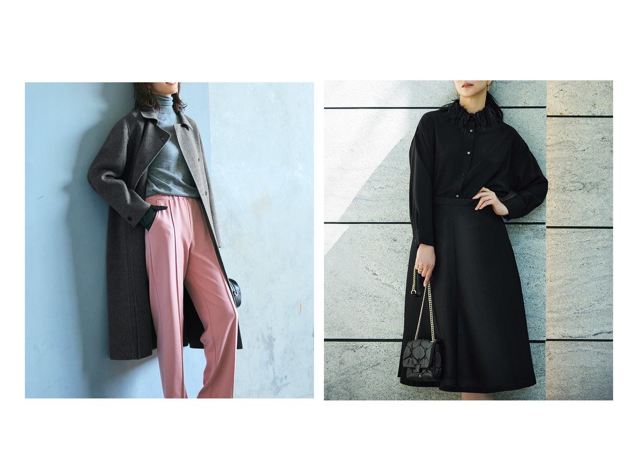 【DoCLASSE/ドゥクラッセ】のピュアウールリバー・ダブルブレストロングコート&ウールライクストレッチ・2WAYブラウス 40代、50代の方におすすめ!トレンド、レディースファッションの通販 おすすめ人気トレンドファッション通販アイテム インテリア・キッズ・メンズ・レディースファッション・服の通販 founy(ファニー)  ファッション Fashion レディースファッション Fashion for Women アウター Coat / Outerwear Collection コート・ロングコート・ピーコート Long Coats, Peacoats & More トップス・カットソー Cut & Sew Tops シャツ・ブラウス・オフィスカジュアル Elegant Blouses & Button-Ups 今季 This Season, Current Season シンプル Simple, Minimal ストーン Stone, Gem-Like ダブル Double, Double-Breasted なめらか Smooth, Silky Texture ハンド Hand, Handmade パターン Pattern, Design Print フェイス Face, Facial Design ロング Long, Long-Length ワーク Workwear, Utility Style 新作・新入荷 New Arrivals / New In エレガント 上品 Elegant タートル Turtleneck, Turtle Collar フェザー Feather, Feather Detail フォルム Silhouette, Form グレー系 Gray ベージュ系 Beige ブルー系 Blue ブラック系 Black |ID:crp329100000224881