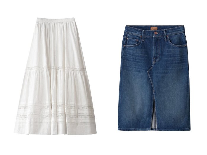 【MOTHER/マザー】のTHE DITCHER MIDI SKIRT デニムスカート (DND)&THE LACED UP SKIRT ホワイトレーススカート (WFW) おすすめ!トレンド、レディースファッションの通販 おすすめ人気トレンドファッション通販アイテム 人気、トレンドファッション・服の通販 founy(ファニー) ファッション Fashion レディースファッション Fashion for Women スカート Skirts デニムスカート・カジュアルスカート Denim Skirts おすすめ Recommended / Our Picks ジャケット Jacket, Outerwear デニム Denim, Jeans Material レース Lace, Lace Fabric 新作・新入荷 New Arrivals / New In |ID:crp329100000224891