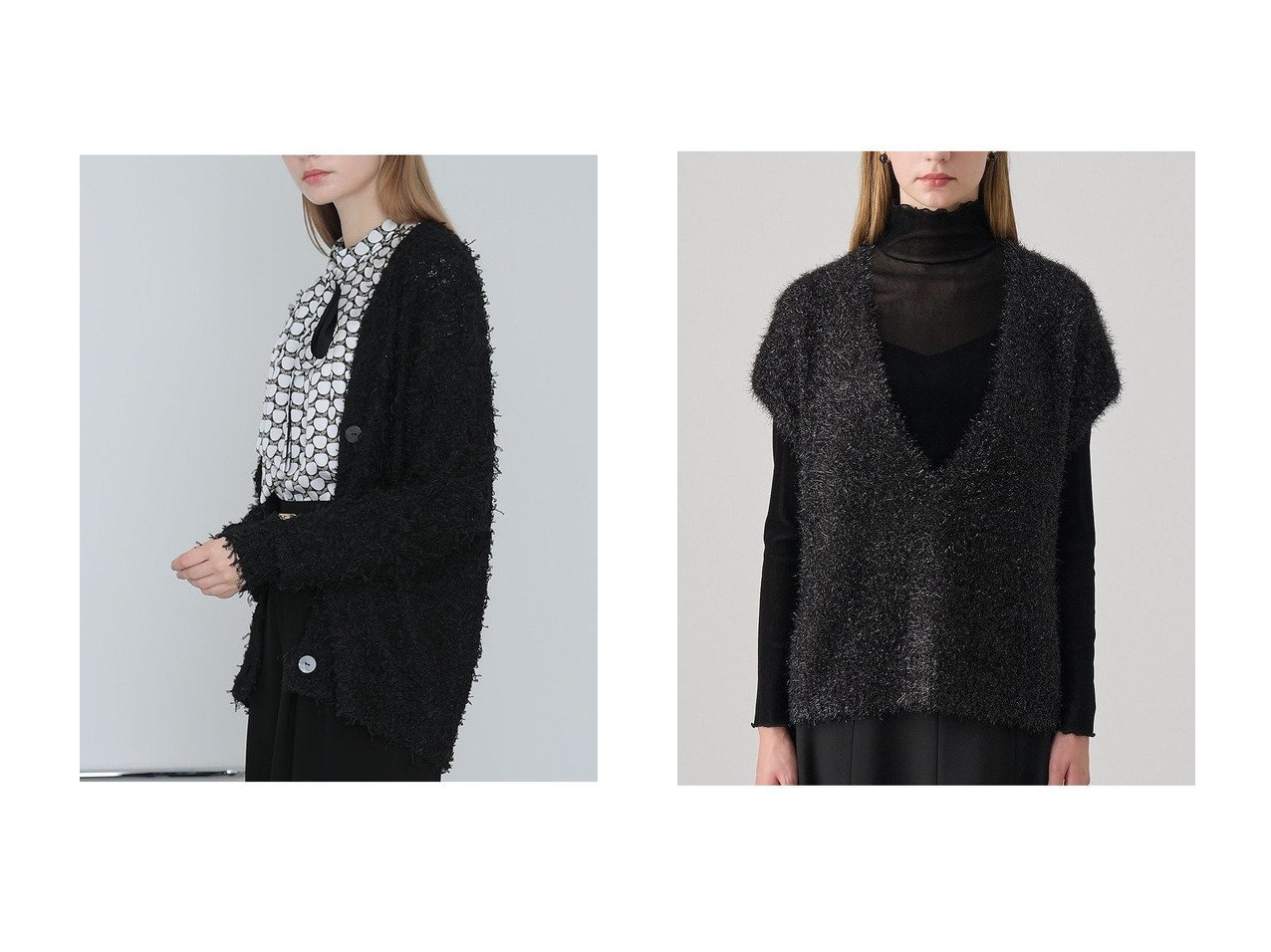 【ANAYI/アナイ】のチュールシャギーVネックカーディガン&ラメシャギーVネックジレ おすすめ!トレンド、レディースファッションの通販 おすすめ人気トレンドファッション通販アイテム インテリア・キッズ・メンズ・レディースファッション・服の通販 founy(ファニー)  ファッション Fashion レディースファッション Fashion for Women トップス・カットソー Cut & Sew Tops ニット Knit Tops & Sweaters カーディガン・羽織り Layered Style Cardigans Vネックトップス V-Neck Tops / V-Cut Neckline Shirts ベスト&ジレ / 重ね着スタイル Vests & Gilets カジュアルプルオーバー・ニットトップス Pullovers & Knit Tops / Casual Pullovers エレガント 上品 Elegant カーディガン Cardigan, Knitwear シンプル Simple, Minimal フラット Flat, Flat Shoes リラックス Relax, Relaxed Fit 新作・新入荷 New Arrivals / New In ホワイト系 White ブラック系 Black |ID:crp329100000224903