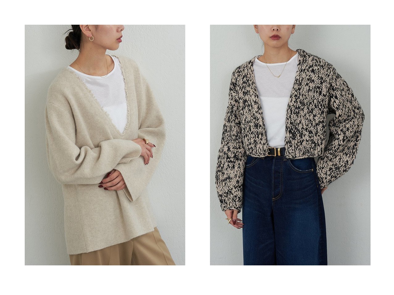 【GALLARDAGALANTE/ガリャルダガランテ】の【HERITANOVUM】Vチュニックニット&【HERITANOVUM】ハンドニットジャケット おすすめ!トレンド、レディースファッションの通販 おすすめ人気トレンドファッション通販アイテム インテリア・キッズ・メンズ・レディースファッション・服の通販 founy(ファニー)  ファッション Fashion レディースファッション Fashion for Women トップス・カットソー Cut & Sew Tops ニット Knit Tops & Sweaters カジュアルプルオーバー・ニットトップス Pullovers & Knit Tops / Casual Pullovers アウター Coat / Outerwear Collection レディースジャケット・軽アウター Jackets インナー Innerwear チュニック Tunic, Long Top デコルテ Décolleté, Neckline ベーシック Basic, Essential エレガント 上品 Elegant 新作・新入荷 New Arrivals / New In ベージュ系 Beige ホワイト系 White ブラック系 Black |ID:crp329100000224911