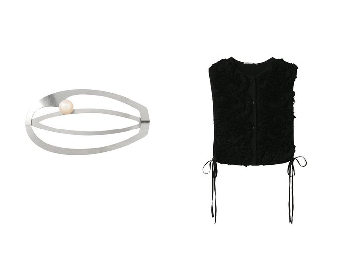 【martinique/マルティニーク】の【CURRENTAGE】ラッフルベスト&【QLINQ】ヘアクリップ おすすめ！トレンド、レディースファッションの通販 おすすめ人気トレンドファッション通販アイテム 人気、トレンドファッション・服の通販 founy(ファニー) ファッション Fashion レディースファッション Fashion for Women シュシュ&ヘアアクセ/ヘアアレンジ Scrunchies & Hair Accessories アウター Coat / Outerwear Collection レディースジャケット・軽アウター Jackets アクセサリー Fashion Accessories オケージョン Occasion Wear シルバー Silver, Metallic Silver シンプル Simple, Minimal バレッタ Barrette, Hair Clip パール Pearl, Pearl Accent エレガント 上品 Elegant 新作・新入荷 New Arrivals / New In コンパクト Compact, Small Size ジャケット Jacket, Outerwear フォルム Silhouette, Form フロント Front, Front Design ベスト Vest, Waistcoat ボトム Bottoms, Lower Wear ラッフル Ruffle, Frill リボン Ribbon, Bow A/W・秋冬 Autumn/Winter |ID:crp329100000224918