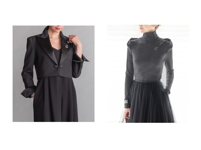 【DAISY LIN/デイジーリン】のRose Shoulder Knit&Washable Tuxedo Jacket おすすめ！トレンド、レディースファッションの通販 おすすめ人気トレンドファッション通販アイテム インテリア・キッズ・メンズ・レディースファッション・服の通販 founy(ファニー) https://founy.com/ ファッション Fashion レディースファッション Fashion for Women アウター Coat / Outerwear Collection レディースジャケット・軽アウター Jackets トップス・カットソー Cut & Sew Tops ニット Knit Tops & Sweaters カジュアルプルオーバー・ニットトップス Pullovers & Knit Tops / Casual Pullovers ウォッシャブル Machine Washable カッティング Cutting Detail サテン Satin, Glossy Fabric ジャケット Jacket, Outerwear ストレッチ Stretch, Stretchy Fabric ラグジュアリー Luxury, Elegant エレガント 上品 Elegant 新作・新入荷 New Arrivals / New In 洗える Machine Washable スクエア Square, Square Shape ハイネック High Neck, Mock Neck フィット Fit, Slim Fit 人気 Popular, Best Seller |ID:crp329100000224921