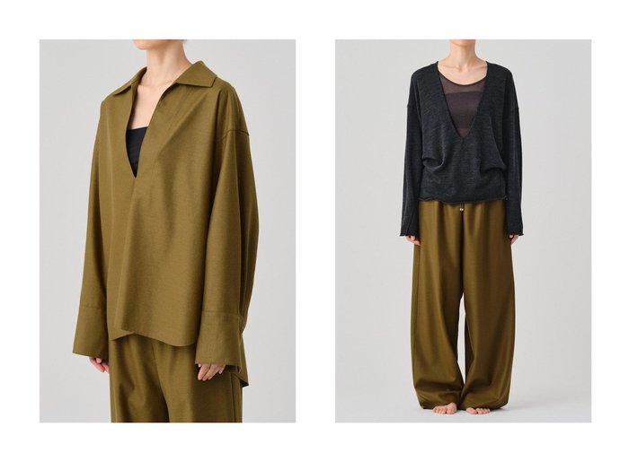 【GOOD PEOPLE GOOD STITCHING GOOD PRODUCT/グッド ピープル グッド ステッチング グッド プロダクト】のロング スリーブ スキッパー シャツ&ディープ V ネック ロング スリーブ プルオーバー ウィズ ストール おすすめ!トレンド、レディースファッションの通販 おすすめ人気トレンドファッション通販アイテム 人気、トレンドファッション・服の通販 founy(ファニー) ファッション Fashion レディースファッション Fashion for Women トップス・カットソー Cut & Sew Tops シャツ・ブラウス・オフィスカジュアル Elegant Blouses & Button-Ups スキッパー Skipper, Open Collar スリーブ Sleeve, Long Sleeve / Short Sleeve ロング Long, Long-Length 新作・新入荷 New Arrivals / New In |ID:crp329100000224951