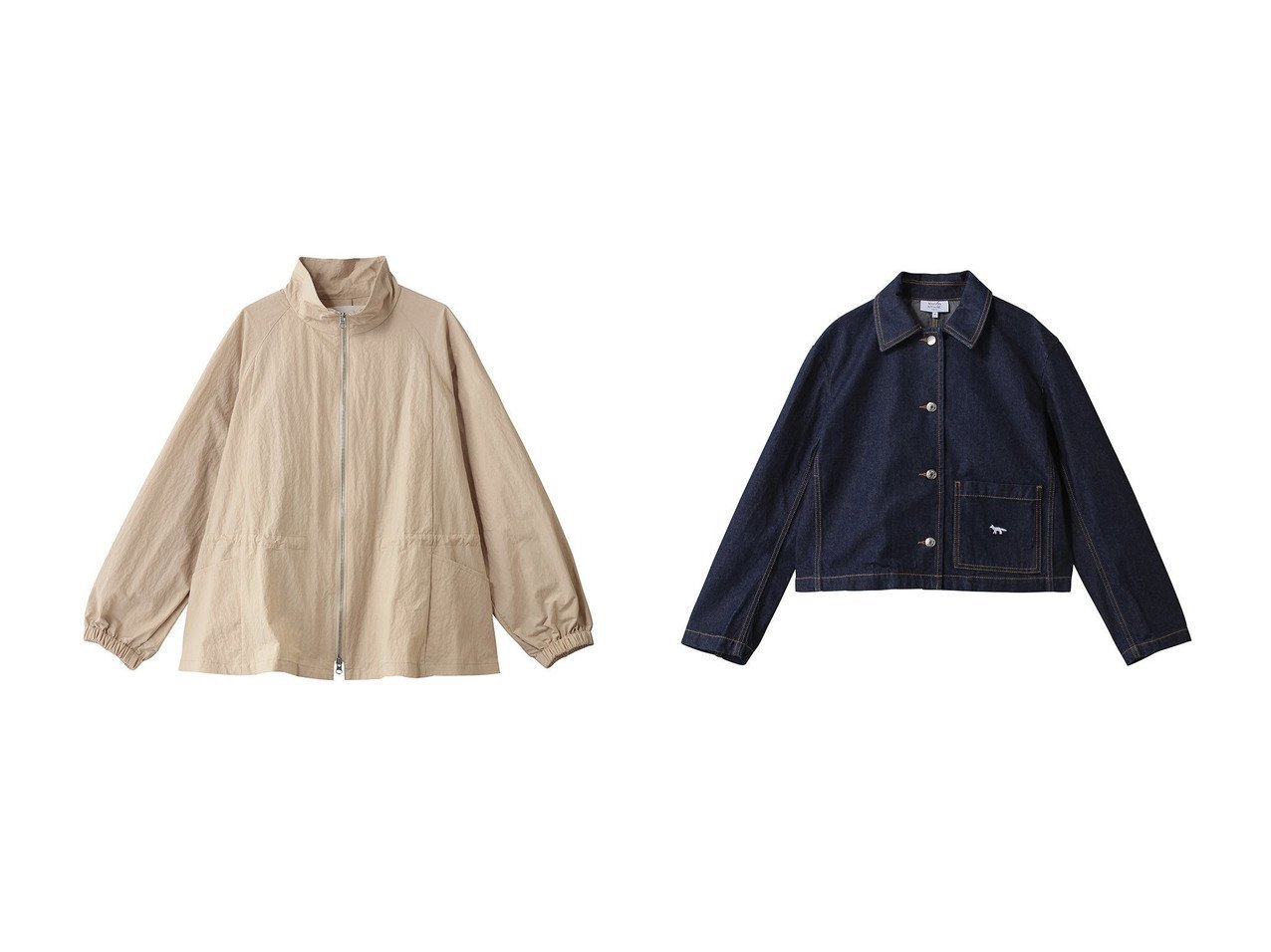 【MAISON KITSUNE/メゾン キツネ】のDENIM クロップド ジャケット&【MIDIUMISOLID/ミディウミソリッド】のtent line zip blouson ブルゾン おすすめ！トレンド、レディースファッションの通販 おすすめ人気トレンドファッション通販アイテム インテリア・キッズ・メンズ・レディースファッション・服の通販 founy(ファニー) 　ファッション　Fashion　レディースファッション　Fashion for Women　アウター　Coat / Outerwear Collection　レディースジャケット・軽アウター　Jackets　ブルゾンジャケット・スポーティアウター　Blouson Jackets　ジャケット　Jacket, Outerwear　ブルゾン　Blouson, Bomber Jacket　新作・新入荷　New Arrivals / New In　ベージュ系　Beige　|ID:crp329100000224973