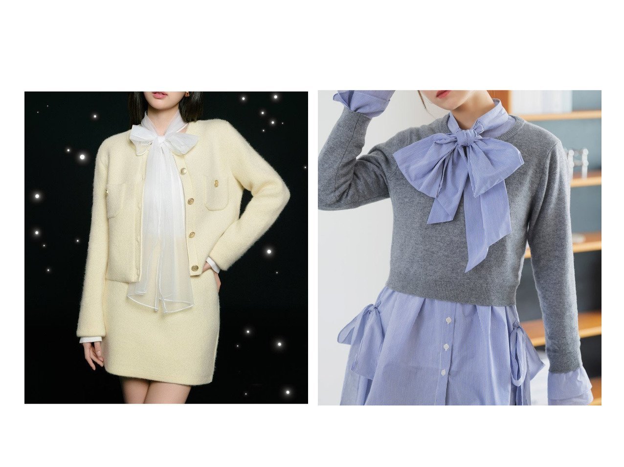 【SNIDEL/スナイデル】のニュアンスリボンニットプルオーバー&レイヤードボウタイチュニック おすすめ！トレンド、レディースファッションの通販 おすすめ人気トレンドファッション通販アイテム インテリア・キッズ・メンズ・レディースファッション・服の通販 founy(ファニー) 　ファッション　Fashion　レディースファッション　Fashion for Women　トップス・カットソー　Cut & Sew Tops　ニット　Knit Tops & Sweaters　カジュアルプルオーバー・ニットトップス　Pullovers & Knit Tops / Casual Pullovers　ウェーブ　Wavy Pattern　ストレート　Straight, Straight Cut　スマート　Smart, Elegant　スリーブ　Sleeve, Long Sleeve / Short Sleeve　ドッキング　Docking, Mixed Material　長袖　Long Sleeve, Full Sleeve　フィット　Fit, Slim Fit　フロント　Front, Front Design　リブニット　Rib Knit, Ribbed Knit　リボン　Ribbon, Bow　おすすめ　Recommended / Our Picks　|ID:crp329100000224986