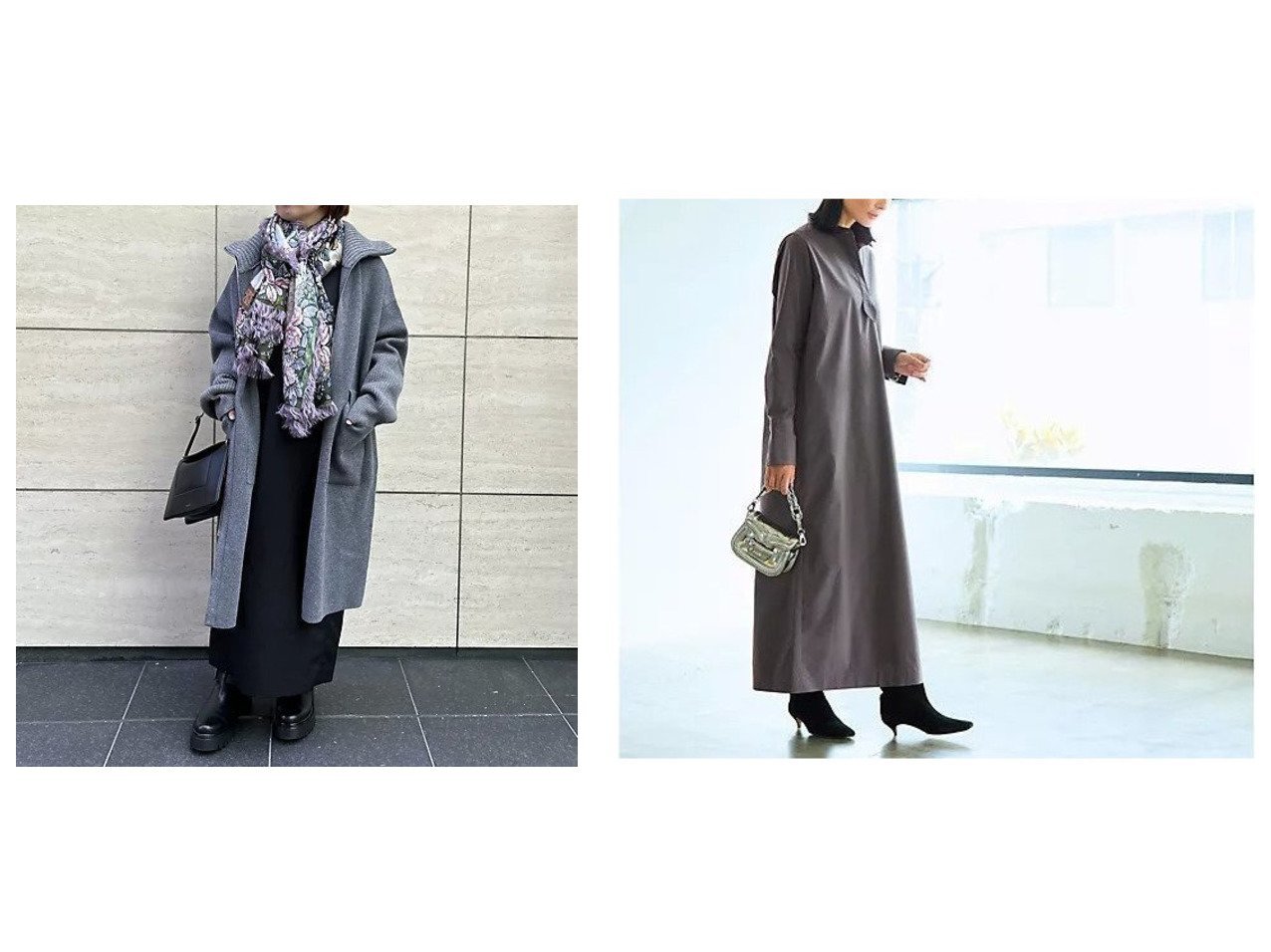 【eclat/エクラ】の【三尋木奈保さんコラボ】ウエストベルトバンドカラードレス&メリノウールニットコート おすすめ！トレンド、レディースファッションの通販 おすすめ人気トレンドファッション通販アイテム インテリア・キッズ・メンズ・レディースファッション・服の通販 founy(ファニー) 　ファッション　Fashion　レディースファッション　Fashion for Women　アウター　Coat / Outerwear Collection　コート・ロングコート・ピーコート　Long Coats, Peacoats & More　ワンピース　Dresses　フォーマル・パーティードレス・結婚式用ドレス　Elegant & Casual Dresses　ベルト&ウエストマーク　Belts & Waist Accessories　エアリー　Airy Texture　フラップ　Flap, Flap Pocket　ポケット　Pocket, Pocket Detail　エレガント 上品　Elegant　別注　Limited Edition, Custom Order　カフス　Cuff Design　コラボ　Collaboration, Collab　タフタ　Taffeta, Structured Fabric　リバーシブル　Reversible, Two-Sided　ワイド　Wide, Wide Fit　洗える　Machine Washable　グレー系　Gray　|ID:crp329100000224991