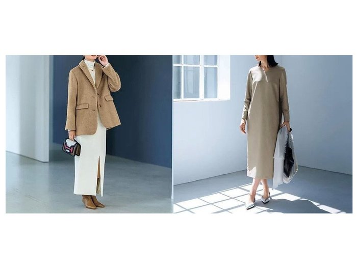 【E by eclat/イーバイエクラ】のVネックコクーンワンピース&【福田亜矢子さんコラボ】軽量コートジャケット おすすめ！トレンド、レディースファッションの通販 おすすめ人気トレンドファッション通販アイテム 人気、トレンドファッション・服の通販 founy(ファニー) ファッション Fashion レディースファッション Fashion for Women アウター Coat / Outerwear Collection コート・ロングコート・ピーコート Long Coats, Peacoats & More レディースジャケット・軽アウター Jackets ワンピース Dresses インナー Innerwear コラボ Collaboration, Collab ショート Short, Short Length シンプル Simple, Minimal ジャケット Jacket, Outerwear スウェット / スエット Sweatshirt, Sweatwear スリット Slit, Slit Detail センター Center, Center Line トレンド Trend, Trending Now 冬 Winter / This Winter 軽量 Lightweight, Ultra Light デコルテ Décolleté, Neckline エレガント 上品 Elegant 洗える Machine Washable |ID:crp329100000224992