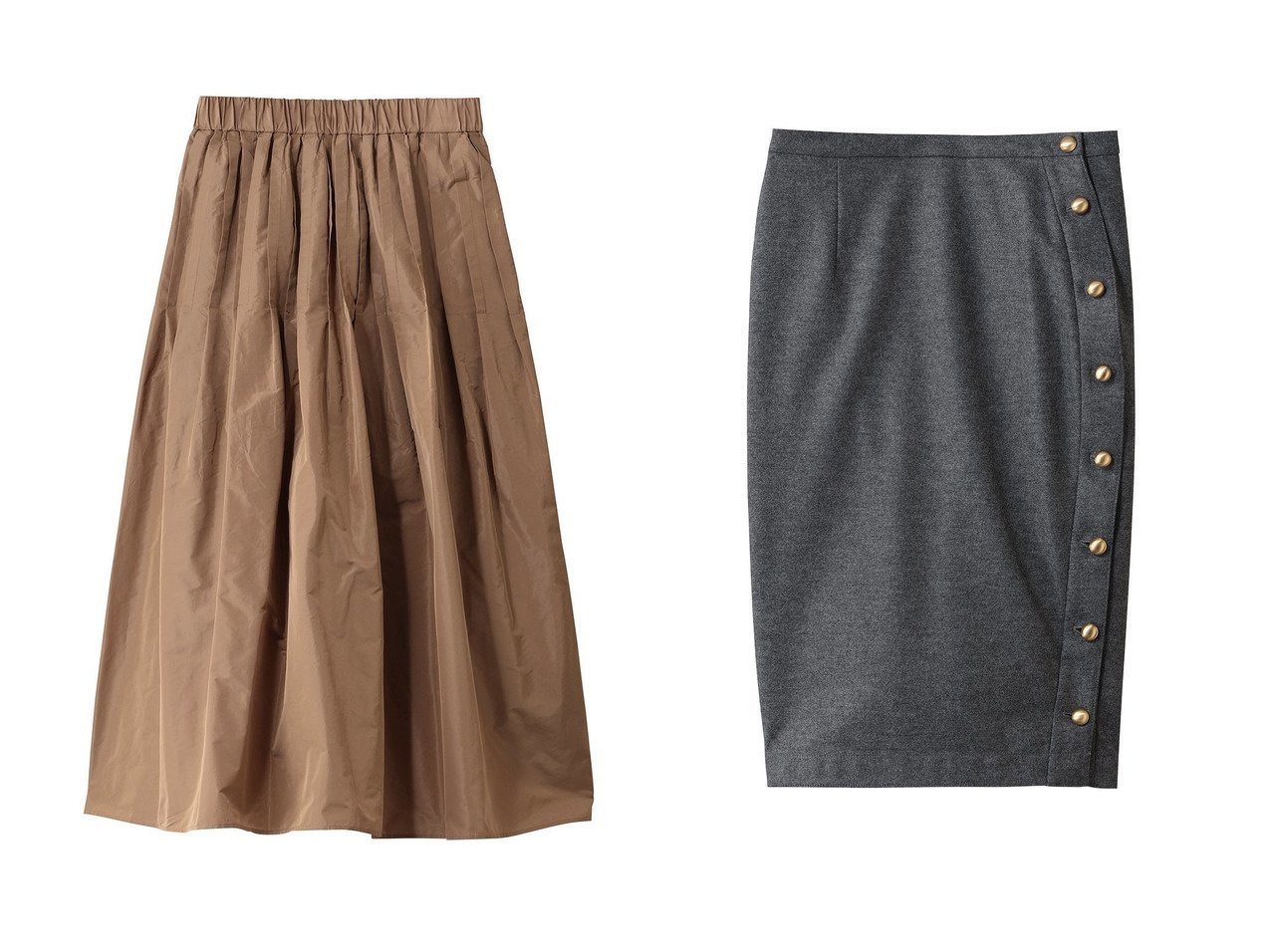 【j./ジェイドット】の140 sウールサイドボタンスカート&光沢タフタギャザープリーツスカート おすすめ！トレンド、レディースファッションの通販 おすすめ人気トレンドファッション通販アイテム インテリア・キッズ・メンズ・レディースファッション・服の通販 founy(ファニー) 　ファッション　Fashion　レディースファッション　Fashion for Women　スカート　Skirts　プリーツスカート / 上品フェミニンスタイル　Pleated Skirts　ロングスカート　Long Skirts / Maxi & Midi Skirts　ギャザー　Gathered, Ruffled　シンプル　Simple, Minimal　タフタ　Taffeta, Structured Fabric　フレア　Flare, Flared　ロング　Long, Long-Length　エレガント 上品　Elegant　新作・新入荷　New Arrivals / New In　ブラック系　Black　ベージュ系　Beige　グレー系　Gray　ブルー系　Blue　|ID:crp329100000225037