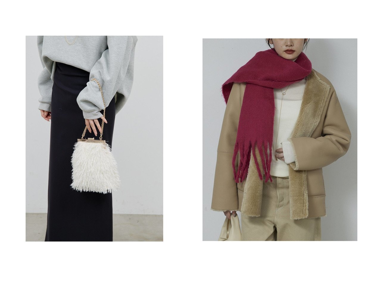 【GALLARDAGALANTE/ガリャルダガランテ】の【2.718】シャギークラスプバッグ&フラッフィーストール おすすめ！トレンド、レディースファッションの通販 おすすめ人気トレンドファッション通販アイテム インテリア・キッズ・メンズ・レディースファッション・服の通販 founy(ファニー) 　ファッション　Fashion　レディースファッション　Fashion for Women　バッグ　Bags　ストール　Soft & Warm Scarves　マフラー・スヌード / 冬小物の定番　Scarves & Mufflers　オケージョン　Occasion Wear　ショルダー　Shoulder, Shoulder Strap　シンプル　Simple, Minimal　チェーン　Chain, Chain Strap　リュクス　Luxury, Elegant, High-End, Chic　エレガント 上品　Elegant　冬　Winter / This Winter　新作・新入荷　New Arrivals / New In　ホワイト系　White　ブラック系　Black　ベージュ系　Beige　レッド系　Red　|ID:crp329100000225051