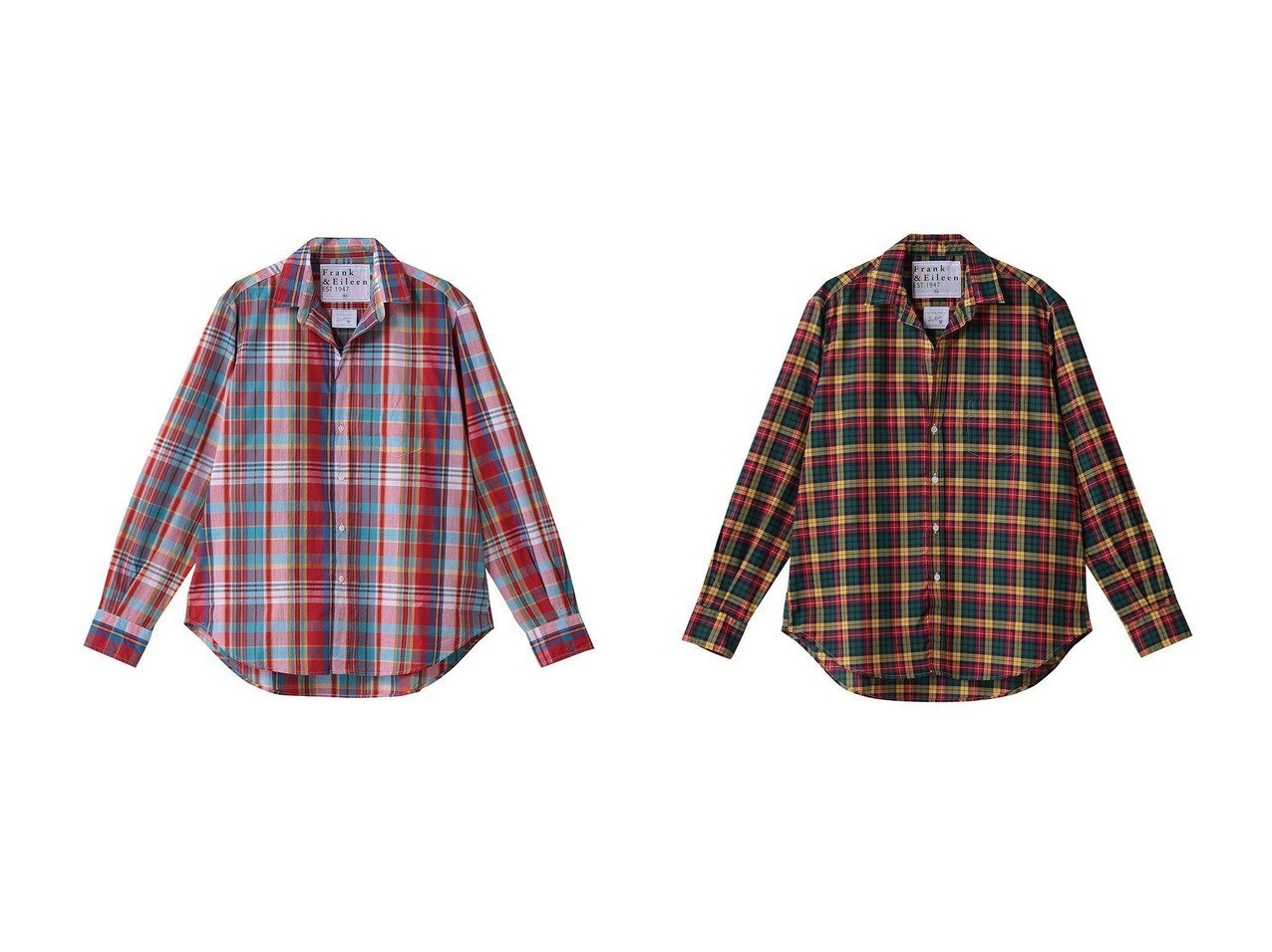 【Frank&Eileen/フランク&アイリーン】のEILEEN イタリアンクラシック レッドチェックシャツ&EILEEN イタリアンクラシック グリーンチェックシャツ おすすめ！トレンド、レディースファッションの通販 おすすめ人気トレンドファッション通販アイテム インテリア・キッズ・メンズ・レディースファッション・服の通販 founy(ファニー) 　ファッション　Fashion　レディースファッション　Fashion for Women　トップス・カットソー　Cut & Sew Tops　シャツ・ブラウス・オフィスカジュアル　Elegant Blouses & Button-Ups　クラシック　Classic, Timeless Style　スリーブ　Sleeve, Long Sleeve / Short Sleeve　チェック　Check, Plaid, Tartan　デニム　Denim, Jeans Material　トレンド　Trend, Trending Now　フレア　Flare, Flared　リラックス　Relax, Relaxed Fit　ロング　Long, Long-Length　新作・新入荷　New Arrivals / New In　オレンジ系　Orange　グリーン系　Green　|ID:crp329100000225064