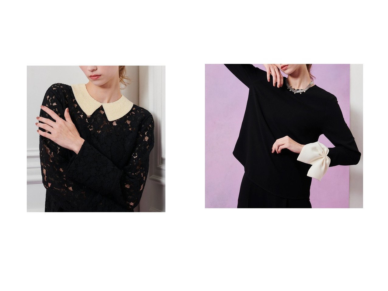 【allureville/アルアバイル】の【LOULOU WILLOUGHBY】ダブルクロス袖リボンブラウス&【LOULOU WILLOUGHBY】パールネックレースワンピース おすすめ！トレンド、レディースファッションの通販 おすすめ人気トレンドファッション通販アイテム インテリア・キッズ・メンズ・レディースファッション・服の通販 founy(ファニー) 　ファッション　Fashion　レディースファッション　Fashion for Women　ワンピース　Dresses　チュニック　Tunic Tops & Dresses　トップス・カットソー　Cut & Sew Tops　シャツ・ブラウス・オフィスカジュアル　Elegant Blouses & Button-Ups　2025年　2025　2025-2026秋冬・A/W　Autumn/Winter 2025–26 AW25–26　エレガント 上品　Elegant　キャミソール　Camisole, Spaghetti Strap Top　ストレート　Straight, Straight Cut　チュニック　Tunic, Long Top　ドレス　Dress, One-Piece　ネックレス　Necklace, Pendant Necklace　パール　Pearl, Pearl Accent　レース　Lace, Lace Fabric　ロング　Long, Long-Length　A/W・秋冬　Autumn/Winter　ホワイト系　White　ブラック系　Black　|ID:crp329100000225093