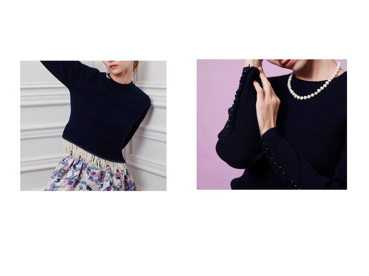 【allureville/アルアバイル】の【LOULOU WILLOUGHBY】フリルスリットプルオーバー&【LOULOU WILLOUGHBY】パールフリンジフェザープルオーバー おすすめ！トレンド、レディースファッションの通販 おすすめ人気トレンドファッション通販アイテム インテリア・キッズ・メンズ・レディースファッション・服の通販 founy(ファニー) 　ファッション　Fashion　レディースファッション　Fashion for Women　トップス・カットソー　Cut & Sew Tops　ニット　Knit Tops & Sweaters　カジュアルプルオーバー・ニットトップス　Pullovers & Knit Tops / Casual Pullovers　2025年　2025　2025-2026秋冬・A/W　Autumn/Winter 2025–26 AW25–26　スリット　Slit, Slit Detail　パール　Pearl, Pearl Accent　フリンジ　Fringe, Tassel　ホリデーシーズン　Holiday Season　エレガント 上品　Elegant　春　Spring　A/W・秋冬　Autumn/Winter　ホワイト系　White　ブルー系　Blue　グレー系　Gray　レッド系　Red　|ID:crp329100000225097