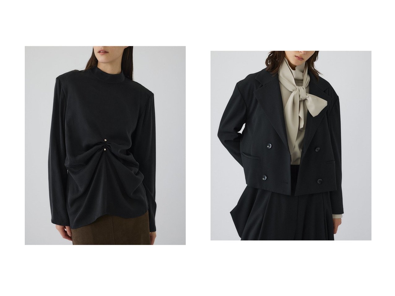 【RIM.ARK/リムアーク】のジャケット&トップス おすすめ！トレンド、レディースファッションの通販 おすすめ人気トレンドファッション通販アイテム インテリア・キッズ・メンズ・レディースファッション・服の通販 founy(ファニー) 　ファッション　Fashion　レディースファッション　Fashion for Women　トップス・カットソー　Cut & Sew Tops　シャツ・ブラウス・オフィスカジュアル　Elegant Blouses & Button-Ups　アウター　Coat / Outerwear Collection　レディースジャケット・軽アウター　Jackets　インナー　Innerwear　キュプラ　Cupro, Eco Fabric　クール　Cool, Chic　サテン　Satin, Glossy Fabric　ショルダー　Shoulder, Shoulder Strap　シンプル　Simple, Minimal　ジャケット　Jacket, Outerwear　スラックス　Slacks, Dress Pants　スリーブ　Sleeve, Long Sleeve / Short Sleeve　ドレープ　Drape, Draping Fabric　フロント　Front, Front Design　ラグジュアリー　Luxury, Elegant　ロング　Long, Long-Length　エレガント 上品　Elegant　新作・新入荷　New Arrivals / New In　結婚式　Wedding　コンパクト　Compact, Small Size　ショート　Short, Short Length　セットアップ　Set-Up, Coordinated Outfit　ダブル　Double, Double-Breasted　バランス　Balance, Style Balance　マニッシュ　Mannish, Boyish　ブラック系　Black　|ID:crp329100000225104