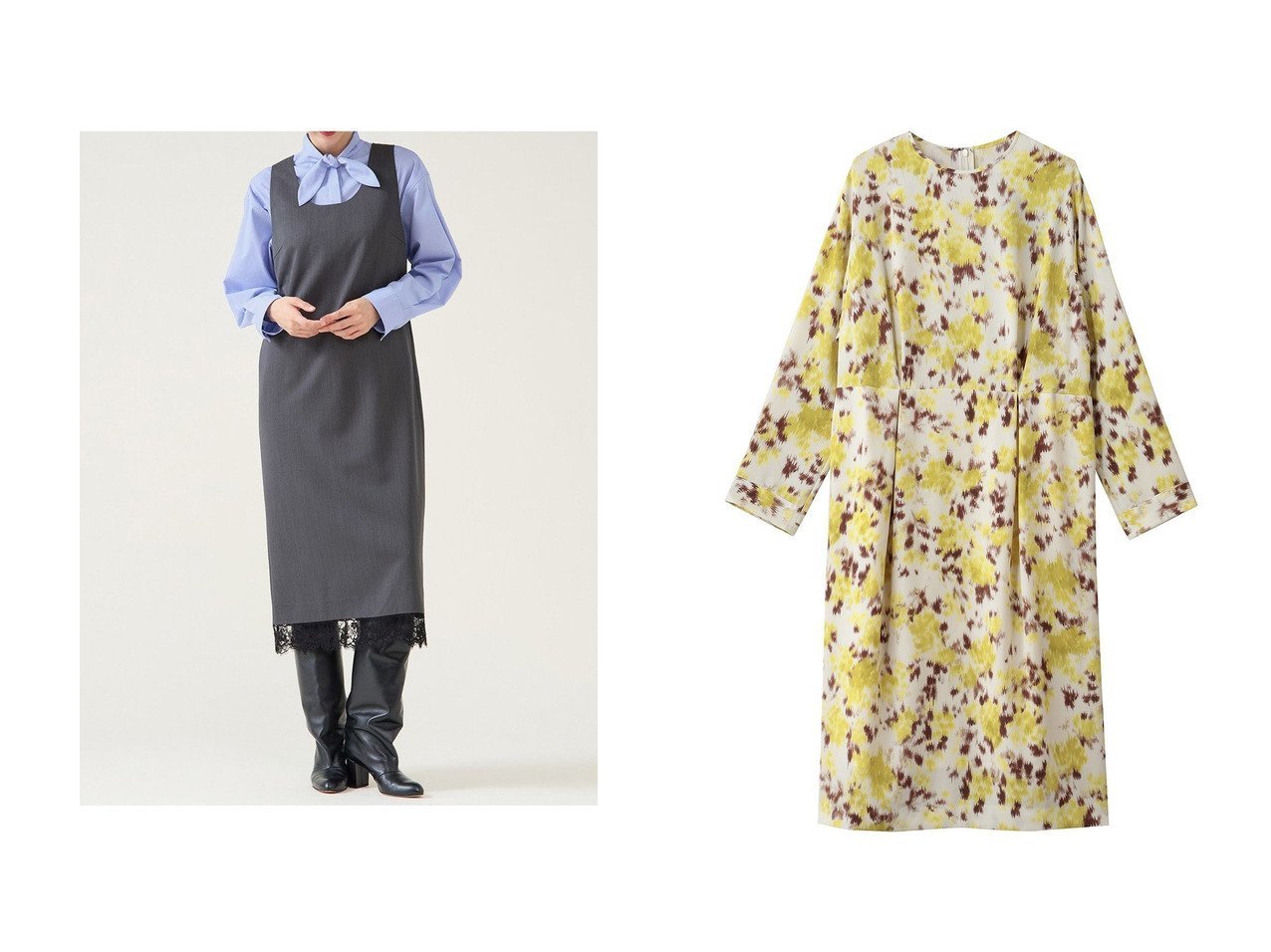 【martinique/マルティニーク】のフラワーコクーンワンピース&レースコンビギャバワンピース おすすめ！トレンド、レディースファッションの通販 おすすめ人気トレンドファッション通販アイテム インテリア・キッズ・メンズ・レディースファッション・服の通販 founy(ファニー) 　ファッション　Fashion　レディースファッション　Fashion for Women　ワンピース　Dresses　チュニック　Tunic Tops & Dresses　2025年　2025　2025-2026秋冬・A/W　Autumn/Winter 2025–26 AW25–26　おすすめ　Recommended / Our Picks　なめらか　Smooth, Silky Texture　シルク　Silk, 100% Silk　シンプル　Simple, Minimal　チュニック　Tunic, Long Top　フェミニン　Feminine, Girly　ラグジュアリー　Luxury, Elegant　レース　Lace, Lace Fabric　ロング　Long, Long-Length　A/W・秋冬　Autumn/Winter　ジュエリー　Jewelry, Accessories　フラワー　Flower, Floral　プリント　Print, Printed Pattern　新作・新入荷　New Arrivals / New In　ブラック系　Black　グレー系　Gray　ホワイト系　White　|ID:crp329100000225105