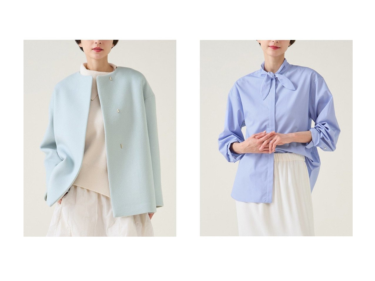 【martinique/マルティニーク】のノーカラーコート&ハイカウントTCブロードシャツ おすすめ！トレンド、レディースファッションの通販 おすすめ人気トレンドファッション通販アイテム インテリア・キッズ・メンズ・レディースファッション・服の通販 founy(ファニー) 　ファッション　Fashion　レディースファッション　Fashion for Women　アウター　Coat / Outerwear Collection　コート・ロングコート・ピーコート　Long Coats, Peacoats & More　トップス・カットソー　Cut & Sew Tops　シャツ・ブラウス・オフィスカジュアル　Elegant Blouses & Button-Ups　イタリア　Italy　ショート　Short, Short Length　ジャカード／ジャガード　Jacquard, Woven Pattern　ストール　Stole, Wrap　センター　Center, Center Line　なめらか　Smooth, Silky Texture　フロント　Front, Front Design　プリーツ　Pleats, Pleated　マフラー　Scarf, Muffler　モダン　Modern, Contemporary　A/W・秋冬　Autumn/Winter　おすすめ　Recommended / Our Picks　エレガント 上品　Elegant　ホリデーシーズン　Holiday Season　2025年　2025　2025-2026秋冬・A/W　Autumn/Winter 2025–26 AW25–26　スカーフ　Scarf, Neckwear　スリーブ　Sleeve, Long Sleeve / Short Sleeve　ブロード　Broadcloth, Fine Cotton　ロング　Long, Long-Length　今季　This Season, Current Season　ブラック系　Black　イエロー系　Yellow　ベージュ系　Beige　|ID:crp329100000225108