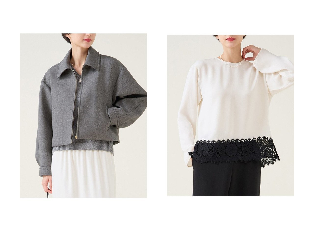 【martinique/マルティニーク】のキュプラリバーレースブラウス(セットアップ可)&ギャバボンディングブルゾン おすすめ！トレンド、レディースファッションの通販 おすすめ人気トレンドファッション通販アイテム インテリア・キッズ・メンズ・レディースファッション・服の通販 founy(ファニー) 　ファッション　Fashion　レディースファッション　Fashion for Women　アウター　Coat / Outerwear Collection　レディースジャケット・軽アウター　Jackets　ブルゾンジャケット・スポーティアウター　Blouson Jackets　トップス・カットソー　Cut & Sew Tops　シャツ・ブラウス・オフィスカジュアル　Elegant Blouses & Button-Ups　2025年　2025　2025-2026秋冬・A/W　Autumn/Winter 2025–26 AW25–26　おすすめ　Recommended / Our Picks　ショート　Short, Short Length　ジャケット　Jacket, Outerwear　ソックス　Socks, Hosiery　ツイル　Twist, Twisted Detail　トレンド　Trend, Trending Now　ブルゾン　Blouson, Bomber Jacket　ボンディング　Bonding, Bonded Fabric　ワイド　Wide, Wide Fit　今季　This Season, Current Season　A/W・秋冬　Autumn/Winter　ブラック系　Black　グレー系　Gray　ホワイト系　White　|ID:crp329100000225109