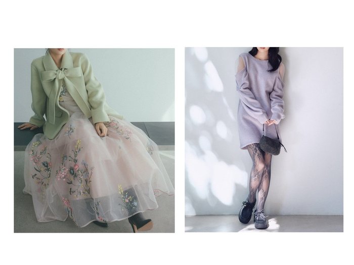 【SNIDEL/スナイデル】のシースルーショルダーニットワンピース&エンブロイダリーチュールドレス おすすめ!トレンド、レディースファッションの通販 おすすめ人気トレンドファッション通販アイテム 人気、トレンドファッション・服の通販 founy(ファニー) ファッション Fashion レディースファッション Fashion for Women ワンピース Dresses フォーマル・パーティードレス・結婚式用ドレス Elegant & Casual Dresses ニットワンピース Knit Dresses ウェーブ Wavy Pattern エレガント 上品 Elegant カラフル Colorful Design コルセット Corset, Bustier シャーリング Shirring, Ruched ストレート Straight, Straight Cut スマート Smart, Elegant チュール Tulip, Tulip Motif ティアード Tiered, Tiered Style ドレス Dress, One-Piece フィット Fit, Slim Fit フレア Flare, Flared フロント Front, Front Design ベロア Velour, Soft Velvet リボン Ribbon, Bow ロマンティック Romantic, Feminine Style おすすめ Recommended / Our Picks ホリデーシーズン Holiday Season サテン Satin, Glossy Fabric スリット Slit, Slit Detail 定番 Standard, Basic Item 人気 Popular, Best Seller ラベンダー Lavender |ID:crp329100000225120