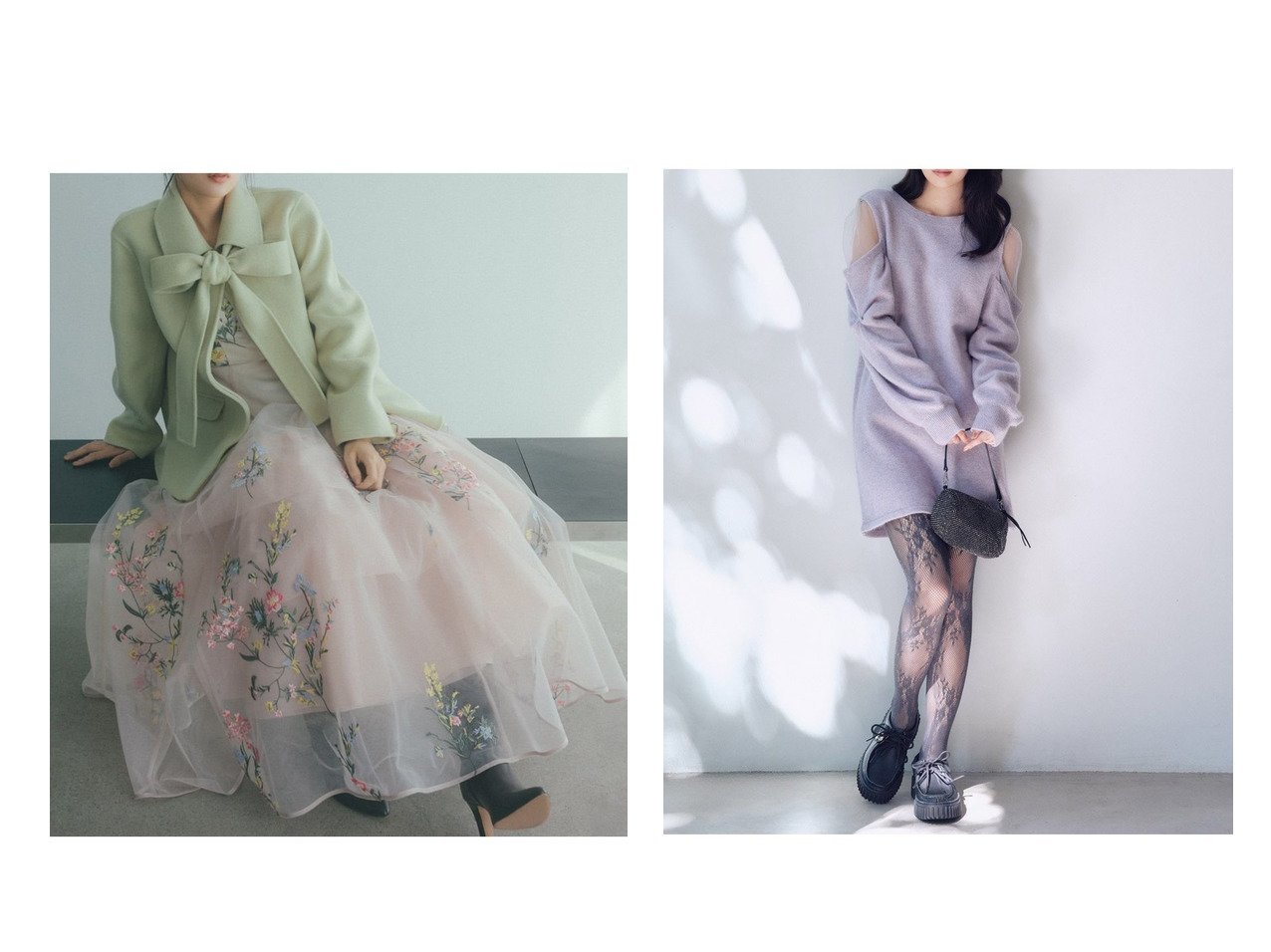 【SNIDEL/スナイデル】のシースルーショルダーニットワンピース&エンブロイダリーチュールドレス おすすめ！トレンド、レディースファッションの通販 おすすめ人気トレンドファッション通販アイテム インテリア・キッズ・メンズ・レディースファッション・服の通販 founy(ファニー) 　ファッション　Fashion　レディースファッション　Fashion for Women　ワンピース　Dresses　フォーマル・パーティードレス・結婚式用ドレス　Elegant & Casual Dresses　ニットワンピース　Knit Dresses　ウェーブ　Wavy Pattern　エレガント 上品　Elegant　カラフル　Colorful Design　コルセット　Corset, Bustier　シャーリング　Shirring, Ruched　ストレート　Straight, Straight Cut　スマート　Smart, Elegant　チュール　Tulip, Tulip Motif　ティアード　Tiered, Tiered Style　ドレス　Dress, One-Piece　フィット　Fit, Slim Fit　フレア　Flare, Flared　フロント　Front, Front Design　ベロア　Velour, Soft Velvet　リボン　Ribbon, Bow　ロマンティック　Romantic, Feminine Style　おすすめ　Recommended / Our Picks　ホリデーシーズン　Holiday Season　サテン　Satin, Glossy Fabric　スリット　Slit, Slit Detail　定番　Standard, Basic Item　人気　Popular, Best Seller　ラベンダー　Lavender　|ID:crp329100000225120