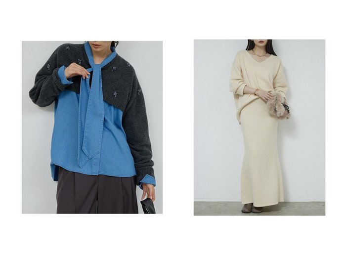 【GALLARDAGALANTE/ガリャルダガランテ】の【セットアップ対応】メリノウールニットスカート&【25th記念アイテム】ビジューショートVニット おすすめ!トレンド、レディースファッションの通販 おすすめ人気トレンドファッション通販アイテム 人気、トレンドファッション・服の通販 founy(ファニー) ファッション Fashion レディースファッション Fashion for Women トップス・カットソー Cut & Sew Tops ニット Knit Tops & Sweaters カジュアルプルオーバー・ニットトップス Pullovers & Knit Tops / Casual Pullovers セットアップ Matching Sets スカート・ミニ/ミディ/マキシ Skirts / Mini, Midi & Maxi Skirts スカート Skirts ロングスカート Long Skirts / Maxi & Midi Skirts コンパクト Compact, Small Size ショート Short, Short Length シンプル Simple, Minimal スパンコール Sequins, Sequin Embellishment トレンド Trend, Trending Now バランス Balance, Style Balance ビジュー Bijou, Jewel-like Accent フェミニン Feminine, Girly ロング Long, Long-Length ホリデーシーズン Holiday Season 新作・新入荷 New Arrivals / New In |ID:crp329100000225128