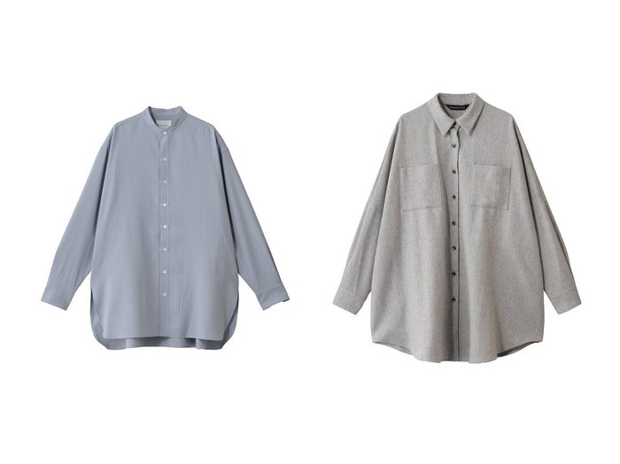 【mizuiro ind/ミズイロ インド】のwide shirt with pockets シャツ&【MIDIUMISOLID/ミディウミソリッド】のband collar long shit シャツ おすすめ!トレンド、レディースファッションの通販 おすすめ人気トレンドファッション通販アイテム 人気、トレンドファッション・服の通販 founy(ファニー) ファッション Fashion レディースファッション Fashion for Women トップス・カットソー Cut & Sew Tops シャツ・ブラウス・オフィスカジュアル Elegant Blouses & Button-Ups スリーブ Sleeve, Long Sleeve / Short Sleeve ロング Long, Long-Length エレガント 上品 Elegant 新作・新入荷 New Arrivals / New In 羽織 Haori, Light Jacket ストレッチ Stretch, Stretchy Fabric タートルネック Turtleneck, High Neck ポケット Pocket, Pocket Detail ワイド Wide, Wide Fit 今季 This Season, Current Season |ID:crp329100000225143