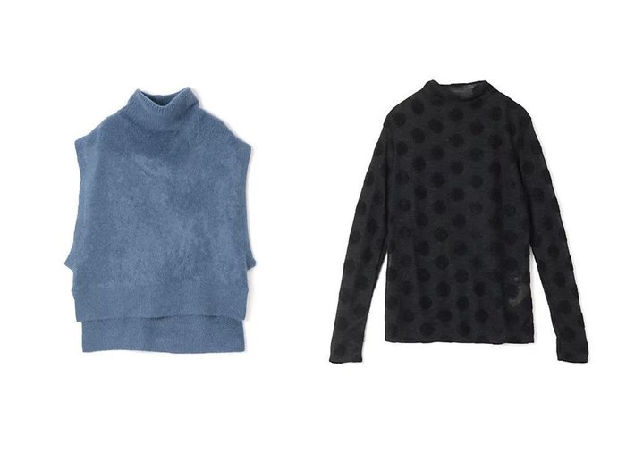 【PLAIN PEOPLE/プレインピープル】のドットジャージハイネックTシャツ&MONAアルパカニュアンスネックニットベスト おすすめ！トレンド、レディースファッションの通販 おすすめ人気トレンドファッション通販アイテム 人気、トレンドファッション・服の通販 founy(ファニー) 　ファッション　Fashion　レディースファッション　Fashion for Women　アウター　Coat / Outerwear Collection　トップス・カットソー　Cut & Sew Tops　ニット　Knit Tops & Sweaters　ベスト&ジレ / 重ね着スタイル　Vests & Gilets　シャツ・ブラウス・オフィスカジュアル　Elegant Blouses & Button-Ups　ロングTシャツ・Tシャツ　Longline T-Shirts & Tees　タートルネック　Turtleneck, High Neck　インナー　Innerwear　シアー　Sheer, See-Through　ドット　Polka Dot, Dot Pattern　洗える　Machine Washable　|ID:crp329100000225157