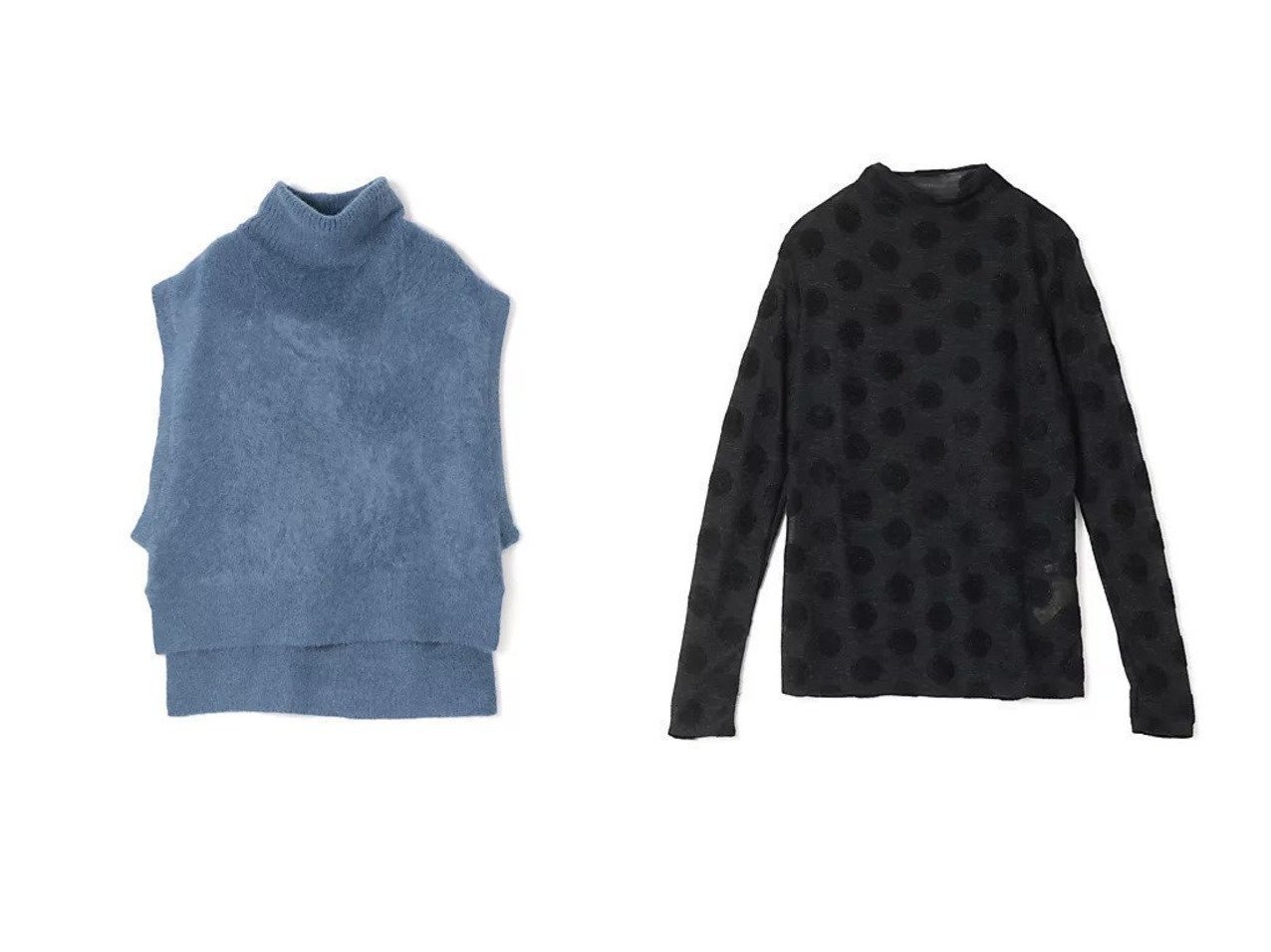 【PLAIN PEOPLE/プレインピープル】のドットジャージハイネックTシャツ&MONAアルパカニュアンスネックニットベスト おすすめ！トレンド、レディースファッションの通販 おすすめ人気トレンドファッション通販アイテム インテリア・キッズ・メンズ・レディースファッション・服の通販 founy(ファニー) 　ファッション　Fashion　レディースファッション　Fashion for Women　アウター　Coat / Outerwear Collection　トップス・カットソー　Cut & Sew Tops　ニット　Knit Tops & Sweaters　ベスト&ジレ / 重ね着スタイル　Vests & Gilets　シャツ・ブラウス・オフィスカジュアル　Elegant Blouses & Button-Ups　ロングTシャツ・Tシャツ　Longline T-Shirts & Tees　タートルネック　Turtleneck, High Neck　インナー　Innerwear　シアー　Sheer, See-Through　ドット　Polka Dot, Dot Pattern　洗える　Machine Washable　ブルー系　Blue　ベージュ系　Beige　ブラック系　Black　グレー系　Gray　|ID:crp329100000225157