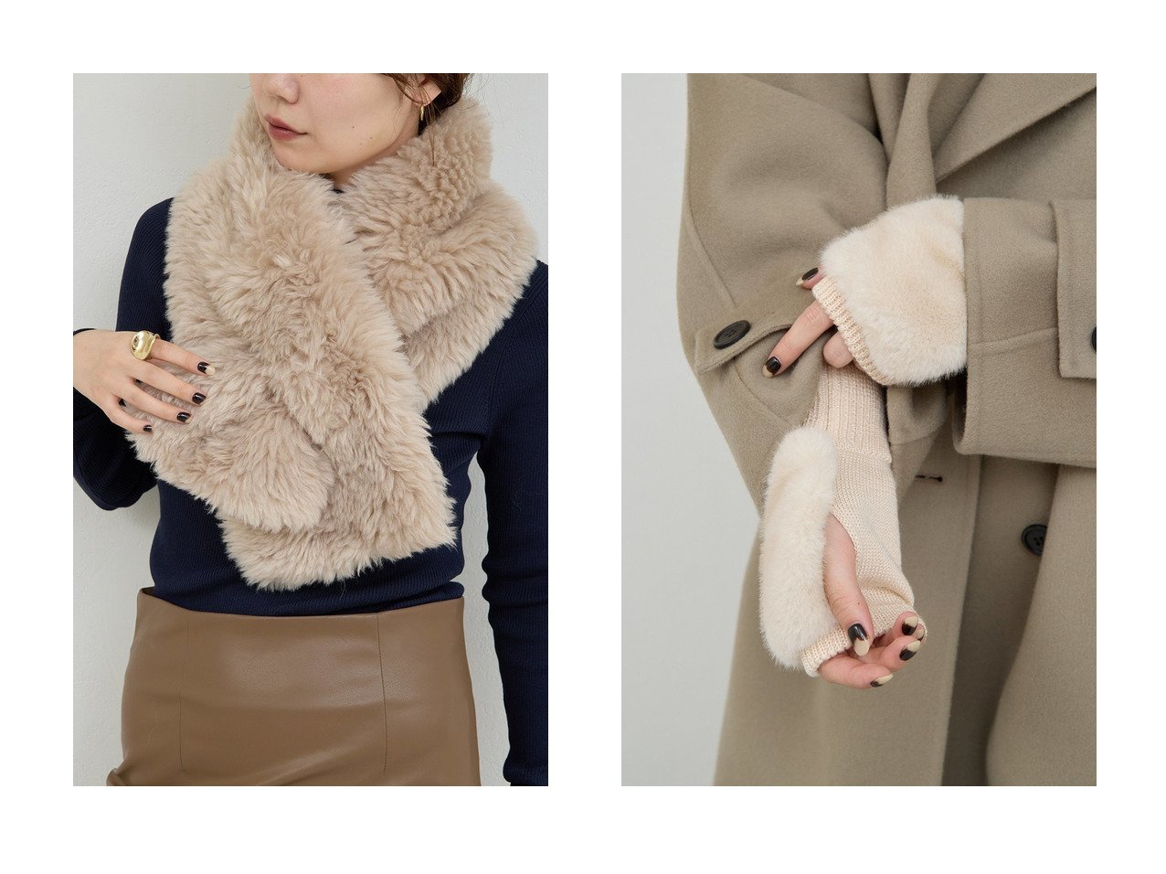 【GALLARDAGALANTE/ガリャルダガランテ】のフェイクファークロスマフラー&フェイクファーハンドウォーマー おすすめ！トレンド、レディースファッションの通販 おすすめ人気トレンドファッション通販アイテム インテリア・キッズ・メンズ・レディースファッション・服の通販 founy(ファニー) 　ファッション　Fashion　レディースファッション　Fashion for Women　ストール　Soft & Warm Scarves　マフラー・スヌード / 冬小物の定番　Scarves & Mufflers　ストール　Stole, Wrap　フェイクファー　Faux Fur, Imitation Fur　マフラー　Scarf, Muffler　新作・新入荷　New Arrivals / New In　ブラウン系　Brown　ベージュ系　Beige　グレー系　Gray　|ID:crp329100000225172