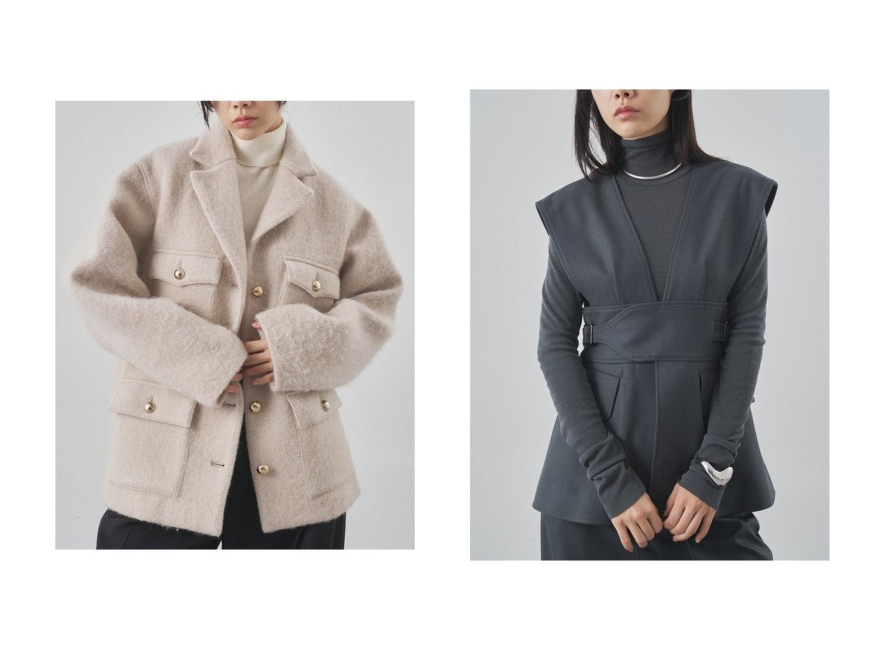【Whim Gazette/ウィムガゼット】のシャギーサファリジャケット&メルトンベスト おすすめ！トレンド、レディースファッションの通販 おすすめ人気トレンドファッション通販アイテム インテリア・キッズ・メンズ・レディースファッション・服の通販 founy(ファニー) 　ファッション　Fashion　レディースファッション　Fashion for Women　アウター　Coat / Outerwear Collection　レディースジャケット・軽アウター　Jackets　ウォーム　Warm Fabric　エアリー　Airy Texture　ジャケット　Jacket, Outerwear　スマート　Smart, Elegant　メタル　Metal, Metal Parts　ラグジュアリー　Luxury, Elegant　ループ　Loop, Loop Knit　新作・新入荷　New Arrivals / New In　ホワイト系　White　ベージュ系　Beige　グレー系　Gray　|ID:crp329100000225175