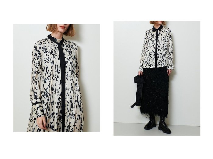 【allureville/アルアバイル】のOFFICINAプリーツフレアワンピース&OFFICINAバックプリーツブラウス おすすめ！トレンド、レディースファッションの通販 おすすめ人気トレンドファッション通販アイテム 人気、トレンドファッション・服の通販 founy(ファニー) ファッション Fashion レディースファッション Fashion for Women ワンピース Dresses チュニック Tunic Tops & Dresses トップス・カットソー Cut & Sew Tops シャツ・ブラウス・オフィスカジュアル Elegant Blouses & Button-Ups バッグ Bags 2025年 2025 2025-2026秋冬・A/W Autumn/Winter 2025–26 AW25–26 クラシカル Classical, Vintage-Inspired チュニック Tunic, Long Top フィット Fit, Slim Fit フレア Flare, Flared プリント Print, Printed Pattern プリーツ Pleats, Pleated モノトーン Monotone, Black and White リボン Ribbon, Bow ロング Long, Long-Length A/W・秋冬 Autumn/Winter |ID:crp329100000225178