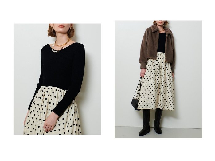 【allureville/アルアバイル】のドット柄ドッキングニットワンピース おすすめ！トレンド、レディースファッションの通販 おすすめ人気トレンドファッション通販アイテム 人気、トレンドファッション・服の通販 founy(ファニー) ファッション Fashion レディースファッション Fashion for Women ワンピース Dresses ニットワンピース Knit Dresses チュニック Tunic Tops & Dresses 2025年 2025 2025-2026秋冬・A/W Autumn/Winter 2025–26 AW25–26 クラシカル Classical, Vintage-Inspired チュニック Tunic, Long Top ドッキング Docking, Mixed Material ドット Polka Dot, Dot Pattern フィット Fit, Slim Fit ロング Long, Long-Length エレガント 上品 Elegant 無地 Plain, Solid Color A/W・秋冬 Autumn/Winter |ID:crp329100000225180