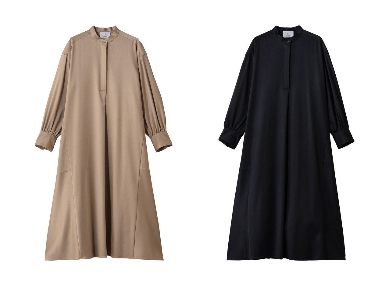【1er Arrondissement/プルミエ アロンディスモン】のウールサテンシャツワンピース おすすめ！トレンド、レディースファッションの通販 おすすめ人気トレンドファッション通販アイテム インテリア・キッズ・メンズ・レディースファッション・服の通販 founy(ファニー) 　ファッション　Fashion　レディースファッション　Fashion for Women　ワンピース　Dresses　シャツワンピース / 1枚で着映えコーデ　Shirt Dresses　チュニック　Tunic Tops & Dresses　サテン　Satin, Glossy Fabric　シューズ　Shoes, Footwear　スリーブ　Sleeve, Long Sleeve / Short Sleeve　チュニック　Tunic, Long Top　フレア　Flare, Flared　ロング　Long, Long-Length　新作・新入荷　New Arrivals / New In　ベージュ系　Beige　ブルー系　Blue　|ID:crp329100000225190