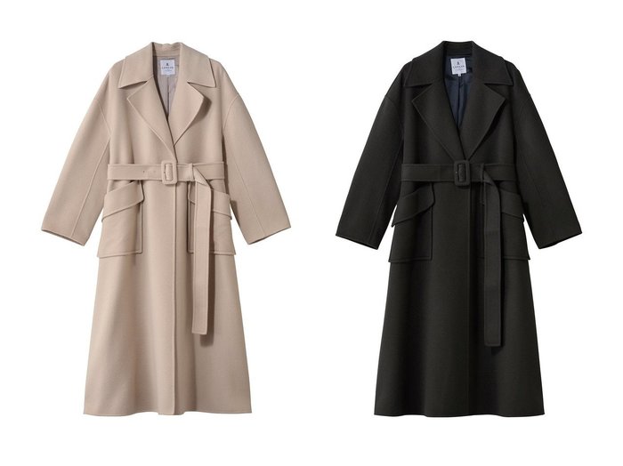 【LANVIN en Bleu/ランバン オン ブルー】のウールリバーフレアコート おすすめ！トレンド、レディースファッションの通販 おすすめ人気トレンドファッション通販アイテム 人気、トレンドファッション・服の通販 founy(ファニー) ファッション Fashion レディースファッション Fashion for Women アウター Coat / Outerwear Collection コート・ロングコート・ピーコート Long Coats, Peacoats & More なめらか Smooth, Silky Texture ガウン Gown, Robe フレア Flare, Flared リラックス Relax, Relaxed Fit ロング Long, Long-Length 新作・新入荷 New Arrivals / New In |ID:crp329100000225199