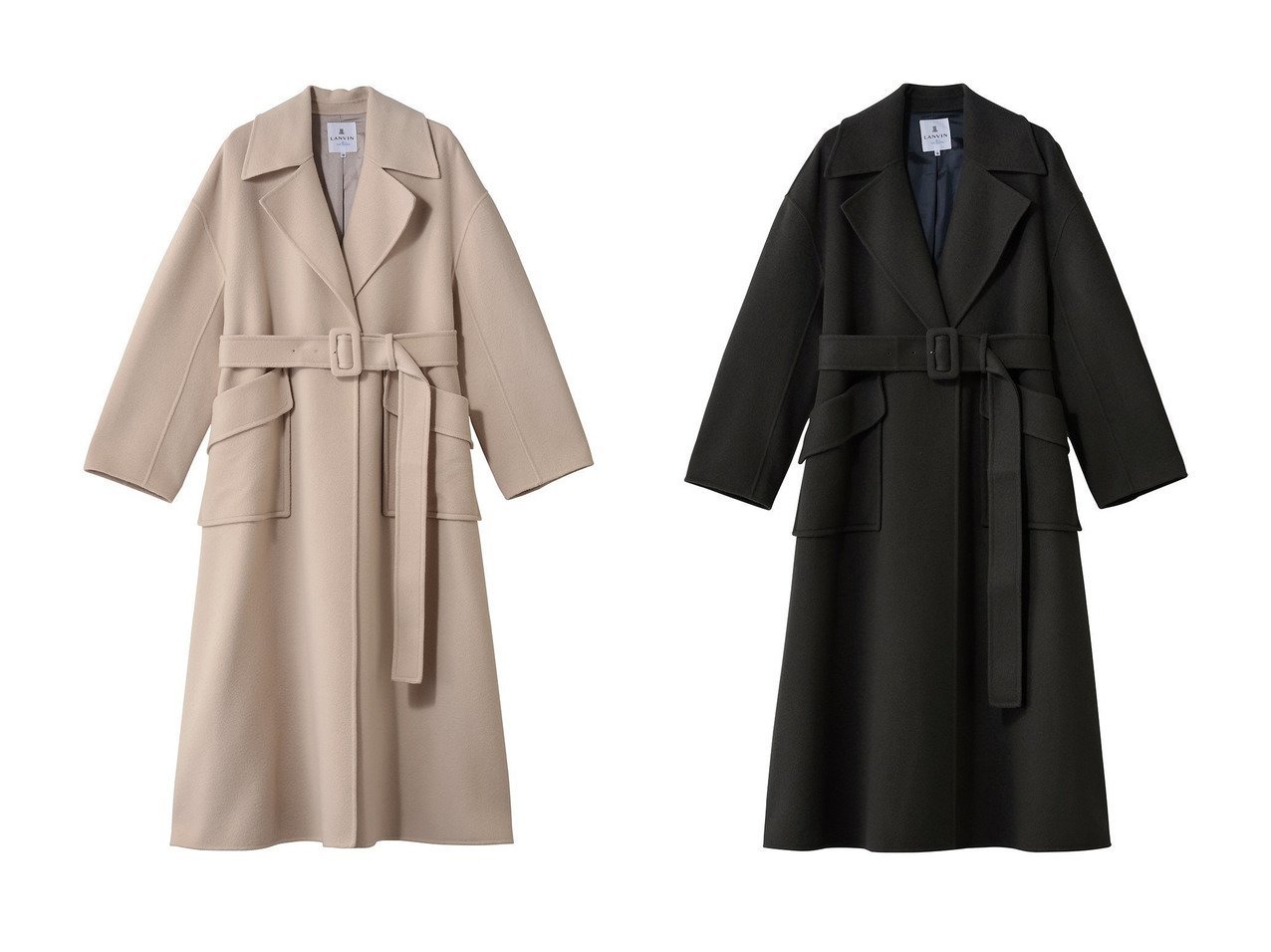 【LANVIN en Bleu/ランバン オン ブルー】のウールリバーフレアコート おすすめ！トレンド、レディースファッションの通販 おすすめ人気トレンドファッション通販アイテム インテリア・キッズ・メンズ・レディースファッション・服の通販 founy(ファニー) 　ファッション　Fashion　レディースファッション　Fashion for Women　アウター　Coat / Outerwear Collection　コート・ロングコート・ピーコート　Long Coats, Peacoats & More　なめらか　Smooth, Silky Texture　ガウン　Gown, Robe　フレア　Flare, Flared　リラックス　Relax, Relaxed Fit　ロング　Long, Long-Length　新作・新入荷　New Arrivals / New In　ブルー系　Blue　ベージュ系　Beige　グレー系　Gray　|ID:crp329100000225199