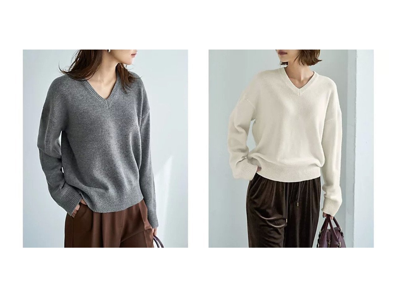 【STYLE DELI/スタイルデリ】の着やすいVネックニットトップス おすすめ！トレンド、レディースファッションの通販 おすすめ人気トレンドファッション通販アイテム インテリア・キッズ・メンズ・レディースファッション・服の通販 founy(ファニー) 　ファッション　Fashion　レディースファッション　Fashion for Women　トップス・カットソー　Cut & Sew Tops　ニット　Knit Tops & Sweaters　Vネックトップス　V-Neck Tops / V-Cut Neckline Shirts　イエロー　Yellow　ジャケット　Jacket, Outerwear　ストレート　Straight, Straight Cut　スリット　Slit, Slit Detail　長袖　Long Sleeve, Full Sleeve　ベーシック　Basic, Essential　ミックス　Mix, Mixed Style　メランジ　Melange, Mixed Yarn　冬　Winter / This Winter　グレー系　Gray　ホワイト系　White　ベージュ系　Beige　|ID:crp329100000225211