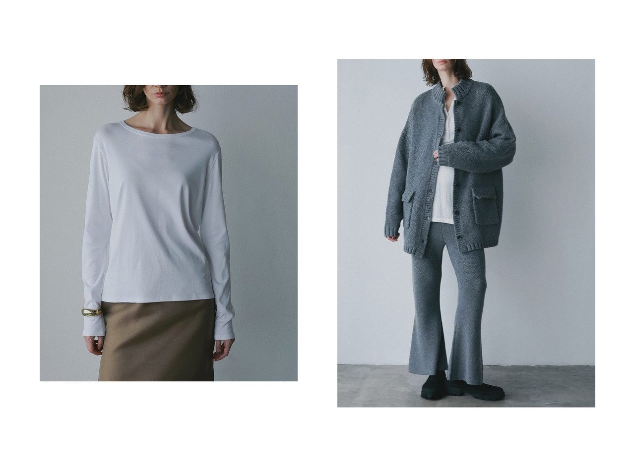 【HER./ハー】のコットンフライスプルオーバー&スタンドカラーニットジャケット おすすめ！トレンド、レディースファッションの通販 おすすめ人気トレンドファッション通販アイテム インテリア・キッズ・メンズ・レディースファッション・服の通販 founy(ファニー) 　ファッション　Fashion　レディースファッション　Fashion for Women　トップス・カットソー　Cut & Sew Tops　シャツ・ブラウス・オフィスカジュアル　Elegant Blouses & Button-Ups　ロングTシャツ・Tシャツ　Longline T-Shirts & Tees　カジュアルプルオーバー・ニットトップス　Pullovers & Knit Tops / Casual Pullovers　カットソー・ベーシックTシャツ　Cut-and-Sewn Tops / Stretch Tees & Basics　シンプル　Simple, Minimal　スリーブ　Sleeve, Long Sleeve / Short Sleeve　ベーシック　Basic, Essential　ロング　Long, Long-Length　エレガント 上品　Elegant　新作・新入荷　New Arrivals / New In　ブラック系　Black　ホワイト系　White　グレー系　Gray　|ID:crp329100000225215