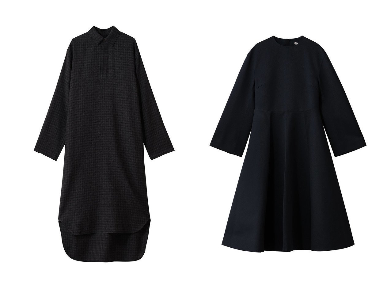 【BLAMINK/ブラミンク】のチェックロングスリーブワンピース&ロングスリーブドレス おすすめ！トレンド、レディースファッションの通販 おすすめ人気トレンドファッション通販アイテム インテリア・キッズ・メンズ・レディースファッション・服の通販 founy(ファニー) 　ファッション　Fashion　レディースファッション　Fashion for Women　ワンピース　Dresses　チュニック　Tunic Tops & Dresses　フォーマル・パーティードレス・結婚式用ドレス　Elegant & Casual Dresses　シンプル　Simple, Minimal　チェック　Check, Plaid, Tartan　チュニック　Tunic, Long Top　フォルム　Silhouette, Form　ロング　Long, Long-Length　新作・新入荷　New Arrivals / New In　グレー系　Gray　ブルー系　Blue　|ID:crp329100000225234