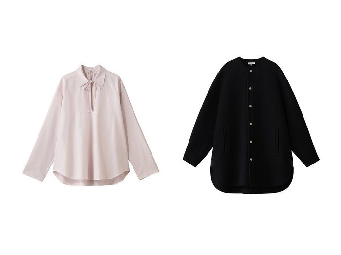 【BLAMINK/ブラミンク】のリボンロングスリーブ&ダブルフェイスノーカラーコート おすすめ！トレンド、レディースファッションの通販 おすすめ人気トレンドファッション通販アイテム 人気、トレンドファッション・服の通販 founy(ファニー) ファッション Fashion レディースファッション Fashion for Women トップス・カットソー Cut & Sew Tops シャツ・ブラウス・オフィスカジュアル Elegant Blouses & Button-Ups アウター Coat / Outerwear Collection コート・ロングコート・ピーコート Long Coats, Peacoats & More おすすめ Recommended / Our Picks インナー Innerwear シルク Silk, 100% Silk ジャケット Jacket, Outerwear スキッパー Skipper, Open Collar スリット Slit, Slit Detail スリーブ Sleeve, Long Sleeve / Short Sleeve リボン Ribbon, Bow ロング Long, Long-Length エレガント 上品 Elegant 新作・新入荷 New Arrivals / New In ショート Short, Short Length ダブル Double, Double-Breasted ドット Polka Dot, Dot Pattern フェイス Face, Facial Design A/W・秋冬 Autumn/Winter |ID:crp329100000225235