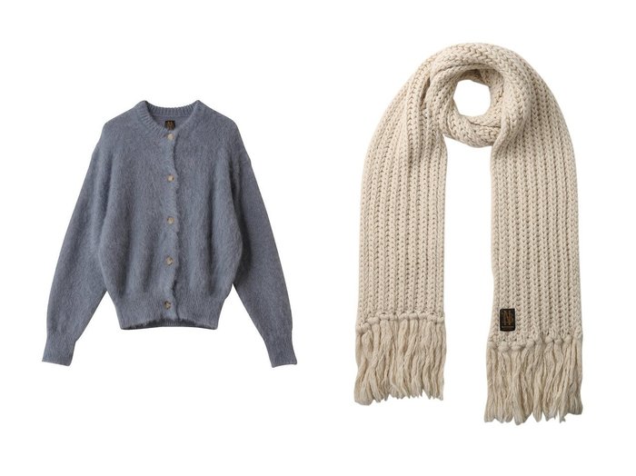 【BATONER/バトナー】の【UNISEX】フリンジ マフラー ショート&ピュア モヘアシャギー クルー カーディガン おすすめ！トレンド、レディースファッションの通販 おすすめ人気トレンドファッション通販アイテム 人気、トレンドファッション・服の通販 founy(ファニー) ファッション Fashion レディースファッション Fashion for Women トップス・カットソー Cut & Sew Tops ニット Knit Tops & Sweaters カーディガン・羽織り Layered Style Cardigans ストール Soft & Warm Scarves マフラー・スヌード / 冬小物の定番 Scarves & Mufflers カーディガン Cardigan, Knitwear 新作・新入荷 New Arrivals / New In 羽織 Haori, Light Jacket ユニセックス Unisex, Genderless ショート Short, Short Length ストール Stole, Wrap フリンジ Fringe, Tassel マフラー Scarf, Muffler A/W・秋冬 Autumn/Winter |ID:crp329100000225240