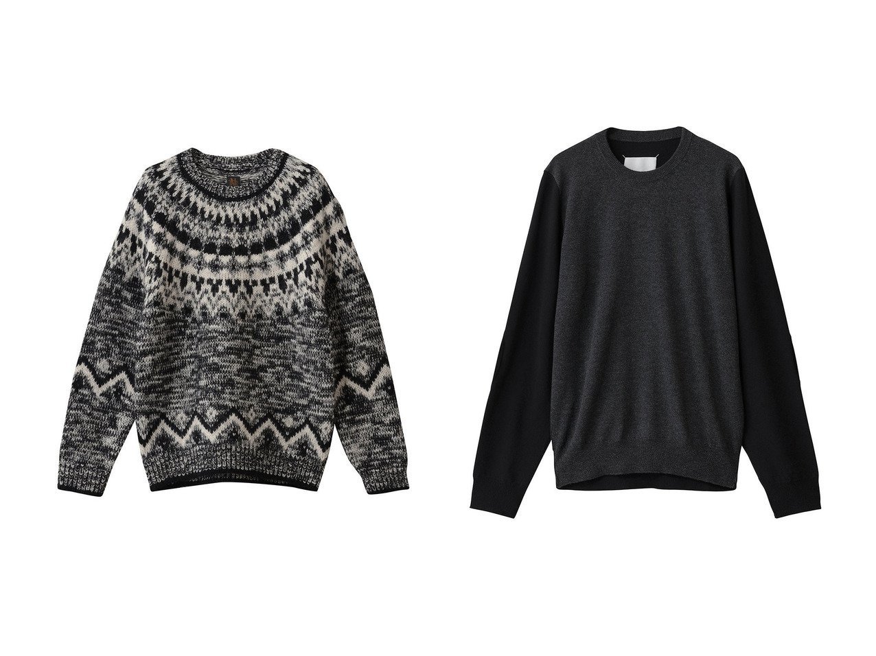 【MAISON MARGIELA / MEN/メゾン マルジェラ】の【MEN】バイカラー クルーネック ニットトップス&【BATONER / MEN/バトナー】の【MEN】モヘア ノルディック クルー ネック おすすめ！トレンド、メンズファッションの通販 おすすめ人気トレンドファッション通販アイテム インテリア・キッズ・メンズ・レディースファッション・服の通販 founy(ファニー) 　ファッション　Fashion　メンズファッション　Fashion for Men　トップス・カットソー　Cut & Sew Tops　ニット・セーター / 定番トップス　Knit Tops & Sweaters　なめらか　Smooth, Silky Texture　スラックス　Slacks, Dress Pants　デニム　Denim, Jeans Material　モダン　Modern, Contemporary　新作・新入荷　New Arrivals / New In　A/W・秋冬　Autumn/Winter　インナー　Innerwear　カーディガン　Cardigan, Knitwear　シンプル　Simple, Minimal　ジャケット　Jacket, Outerwear　スリーブ　Sleeve, Long Sleeve / Short Sleeve　フィット　Fit, Slim Fit　レギュラー　Regular, Standard Fit　ブラック系　Black　グレー系　Gray　|ID:crp329100000225248