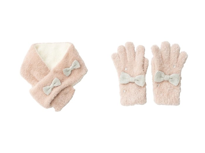 【POMPKINS / KIDS/ポプキンズ】の【KIDS】フェザーモールマフラー&【KIDS】フェザーモール手袋 おすすめ！トレンド、キッズファッションの通販 おすすめ人気トレンドファッション通販アイテム 人気、トレンドファッション・服の通販 founy(ファニー) ファッション Fashion キッズファッション Fashion for Kids フェザー Feather, Feather Detail マフラー Scarf, Muffler リボン Ribbon, Bow 冬 Winter / This Winter 新作・新入荷 New Arrivals / New In |ID:crp329100000225249