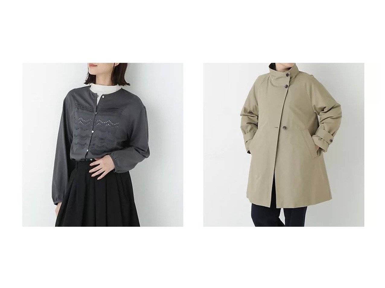 【HUMAN WOMAN/ヒューマンウーマン】のレイヤーレースブラウス&コットンギャバ2wayスタンドダウン おすすめ！トレンド、レディースファッションの通販 おすすめ人気トレンドファッション通販アイテム インテリア・キッズ・メンズ・レディースファッション・服の通販 founy(ファニー) 　ファッション　Fashion　レディースファッション　Fashion for Women　トップス・カットソー　Cut & Sew Tops　シャツ・ブラウス・オフィスカジュアル　Elegant Blouses & Button-Ups　おすすめ　Recommended / Our Picks　サテン　Satin, Glossy Fabric　スタンダード　Standard, Basic　タートル　Turtleneck, Turtle Collar　レース　Lace, Lace Fabric　ロング　Long, Long-Length　別注　Limited Edition, Custom Order　羽織　Haori, Light Jacket　コンパクト　Compact, Small Size　スタンド　Stand Collar, Upright Stand　ダウン　Down, Puffer　トレンチ　Trench, Trench Coat　エレガント 上品　Elegant　人気　Popular, Best Seller　ホワイト系　White　ブルー系　Blue　ベージュ系　Beige　|ID:crp329100000225257