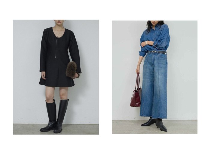 【GALLARDAGALANTE/ガリャルダガランテ】のセンタースウィッチデニム&フレアミニワンピース おすすめ!トレンド、レディースファッションの通販 おすすめ人気トレンドファッション通販アイテム 人気、トレンドファッション・服の通販 founy(ファニー) ファッション Fashion レディースファッション Fashion for Women パンツ Pants & Trousers デニムパンツ・ジーンズ・美脚デニム Denim Jeans & Pants ワンピース Dresses チュニック Tunic Tops & Dresses スタイリッシュ Stylish, Fashionable デニム Denim, Jeans Material バランス Balance, Style Balance リラックス Relax, Relaxed Fit ワイド Wide, Wide Fit エレガント 上品 Elegant 新作・新入荷 New Arrivals / New In タイツ Tights, Legwear タートルネック Turtleneck, High Neck チュニック Tunic, Long Top フレア Flare, Flared ロング Long, Long-Length 長袖 Long Sleeve, Full Sleeve |ID:crp329100000225273