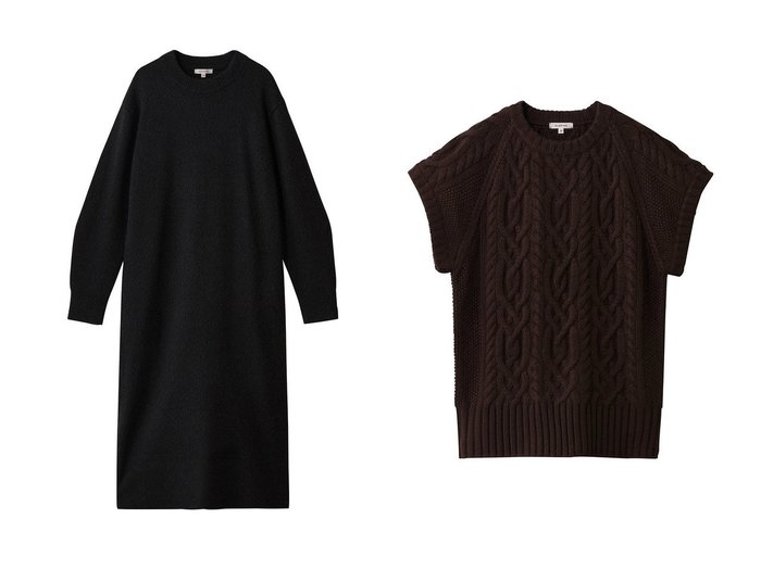 【BLAMINK/ブラミンク】のクルーネックニットワンピース&ハンドケーブルニットベスト おすすめ！トレンド、レディースファッションの通販 おすすめ人気トレンドファッション通販アイテム 人気、トレンドファッション・服の通販 founy(ファニー) ファッション Fashion レディースファッション Fashion for Women ワンピース Dresses ニットワンピース Knit Dresses チュニック Tunic Tops & Dresses トップス・カットソー Cut & Sew Tops ニット Knit Tops & Sweaters ベスト&ジレ / 重ね着スタイル Vests & Gilets カジュアルプルオーバー・ニットトップス Pullovers & Knit Tops / Casual Pullovers シンプル Simple, Minimal スリーブ Sleeve, Long Sleeve / Short Sleeve チュニック Tunic, Long Top 新作・新入荷 New Arrivals / New In |ID:crp329100000225277