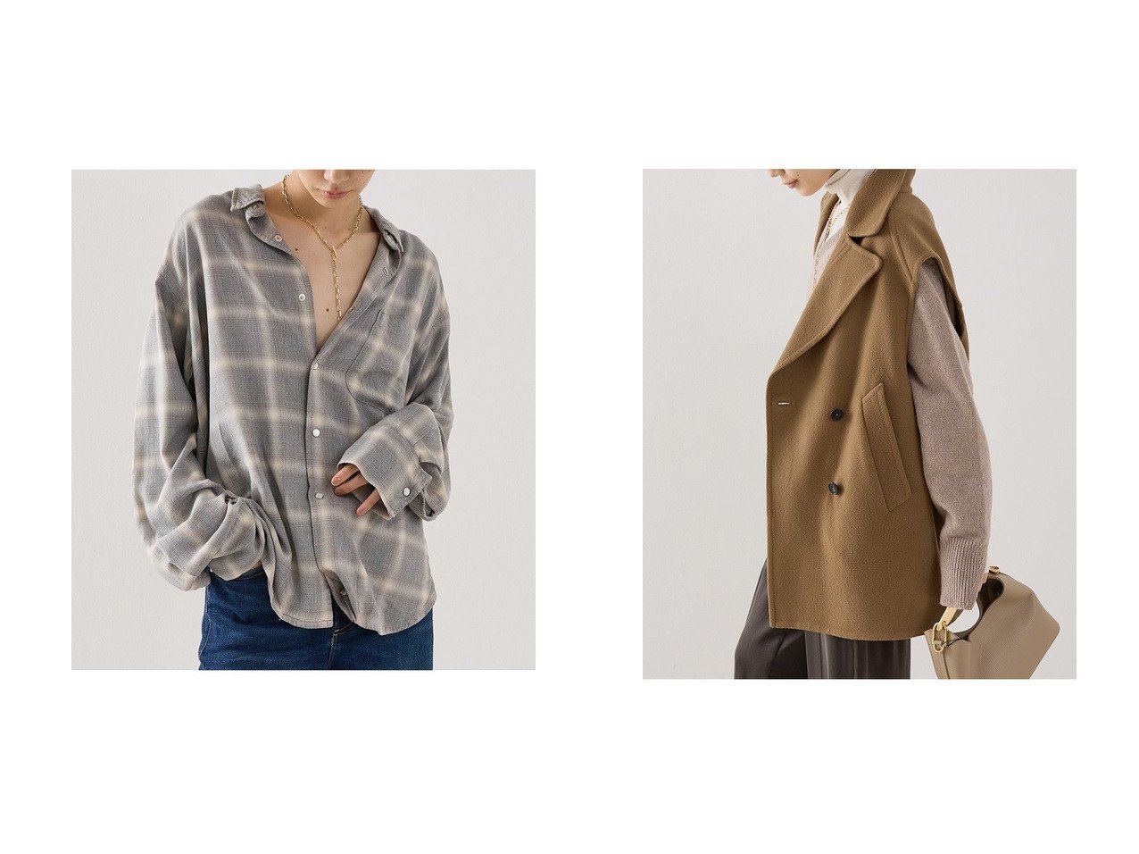 【THE STORE by C/ザ ストア バイ シー】の【REMI RELIEF】【別注】レーヨンツイルチェックシャツ&【COCUCA】リバーPコートベスト おすすめ！トレンド、レディースファッションの通販 おすすめ人気トレンドファッション通販アイテム インテリア・キッズ・メンズ・レディースファッション・服の通販 founy(ファニー) 　ファッション　Fashion　レディースファッション　Fashion for Women　アウター　Coat / Outerwear Collection　コート・ロングコート・ピーコート　Long Coats, Peacoats & More　Pコート　Pea Coats　トップス・カットソー　Cut & Sew Tops　シャツ・ブラウス・オフィスカジュアル　Elegant Blouses & Button-Ups　おすすめ　Recommended / Our Picks　ショート　Short, Short Length　ノースリーブ　Sleeveless, No-Sleeve　ベスト　Vest, Waistcoat　メルトン　Melton, Heavy Wool　ヨーク　Yoke, Yoke Design　ロング　Long, Long-Length　冬　Winter / This Winter　別注　Limited Edition, Custom Order　新作・新入荷　New Arrivals / New In　秋　Autumn　A/W・秋冬　Autumn/Winter　ウォッシュ　Washed Finish　カフス　Cuff Design　スリット　Slit, Slit Detail　スリーブ　Sleeve, Long Sleeve / Short Sleeve　チェック　Check, Plaid, Tartan　ドット　Polka Dot, Dot Pattern　ポケット　Pocket, Pocket Detail　エレガント 上品　Elegant　ブルー系　Blue　グレー系　Gray　ブラック系　Black　|ID:crp329100000225278