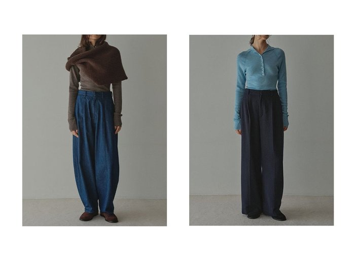 【ETRE TOKYO/エトレトウキョウ】のカーヴィータックデニムパンツ&ウールツイルセミワイドパンツ おすすめ！トレンド、レディースファッションの通販 おすすめ人気トレンドファッション通販アイテム 人気、トレンドファッション・服の通販 founy(ファニー) ファッション Fashion レディースファッション Fashion for Women パンツ Pants & Trousers デニムパンツ・ジーンズ・美脚デニム Denim Jeans & Pants おすすめ Recommended / Our Picks ショート Short, Short Length スニーカー Sneakers, Trainers デニム Denim, Jeans Material バランス Balance, Style Balance フォルム Silhouette, Form フロント Front, Front Design ワイド Wide, Wide Fit 新作・新入荷 New Arrivals / New In 日本製 Made In Japan カットソー Cut and Sewn Top スウェット / スエット Sweatshirt, Sweatwear セットアップ Set-Up, Coordinated Outfit センター Center, Center Line ツイル Twist, Twisted Detail フラップ Flap, Flap Pocket ポケット Pocket, Pocket Detail ミックス Mix, Mixed Style A/W・秋冬 Autumn/Winter |ID:crp329100000225289