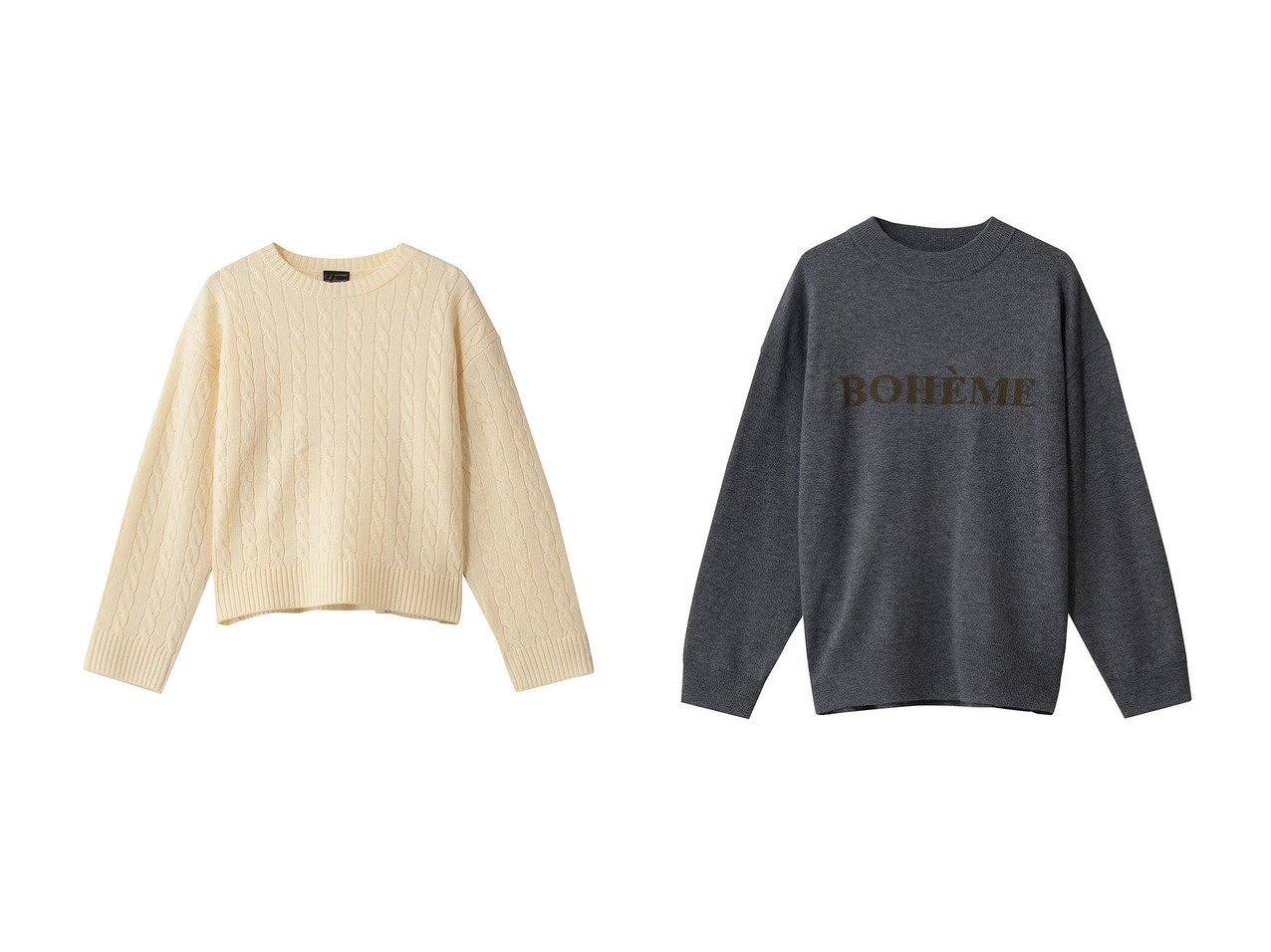 【heliopole/エリオポール】のインターシャロゴニット&【Letroyes】ケーブルクルーネックニット おすすめ！トレンド、レディースファッションの通販 おすすめ人気トレンドファッション通販アイテム インテリア・キッズ・メンズ・レディースファッション・服の通販 founy(ファニー) 　ファッション　Fashion　レディースファッション　Fashion for Women　トップス・カットソー　Cut & Sew Tops　ニット　Knit Tops & Sweaters　カジュアルプルオーバー・ニットトップス　Pullovers & Knit Tops / Casual Pullovers　コンパクト　Compact, Small Size　シンプル　Simple, Minimal　フランス　France, French　人気　Popular, Best Seller　新作・新入荷　New Arrivals / New In　イエロー系　Yellow　グレー系　Gray　ブルー系　Blue　ブラック系　Black　|ID:crp329100000225291