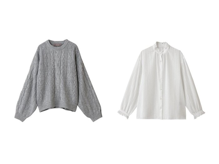 【heliopole/エリオポール】のケーブルスパングルニット&レースフリルカラーブラウス おすすめ!トレンド、レディースファッションの通販 おすすめ人気トレンドファッション通販アイテム 人気、トレンドファッション・服の通販 founy(ファニー) ファッション Fashion レディースファッション Fashion for Women トップス・カットソー Cut & Sew Tops ニット Knit Tops & Sweaters カジュアルプルオーバー・ニットトップス Pullovers & Knit Tops / Casual Pullovers シャツ・ブラウス・オフィスカジュアル Elegant Blouses & Button-Ups スパンコール Sequins, Sequin Embellishment メタリック Metallic, Shiny Finish 新作・新入荷 New Arrivals / New In |ID:crp329100000225292